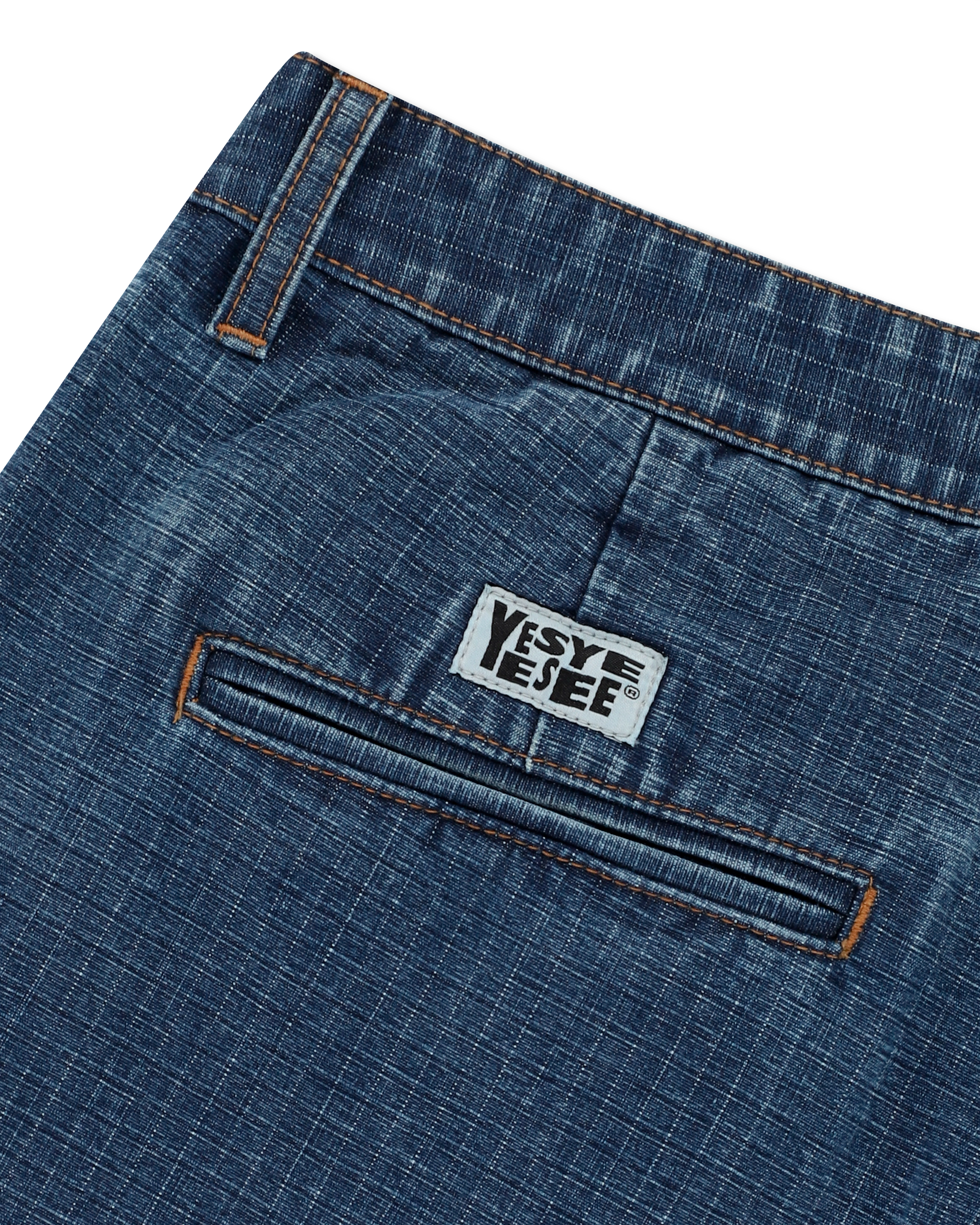 yeseyesee - Two Tucked Ripstop Denim Pants (Medium Indigo) product image 3 | TRAB K-Fashion Australia