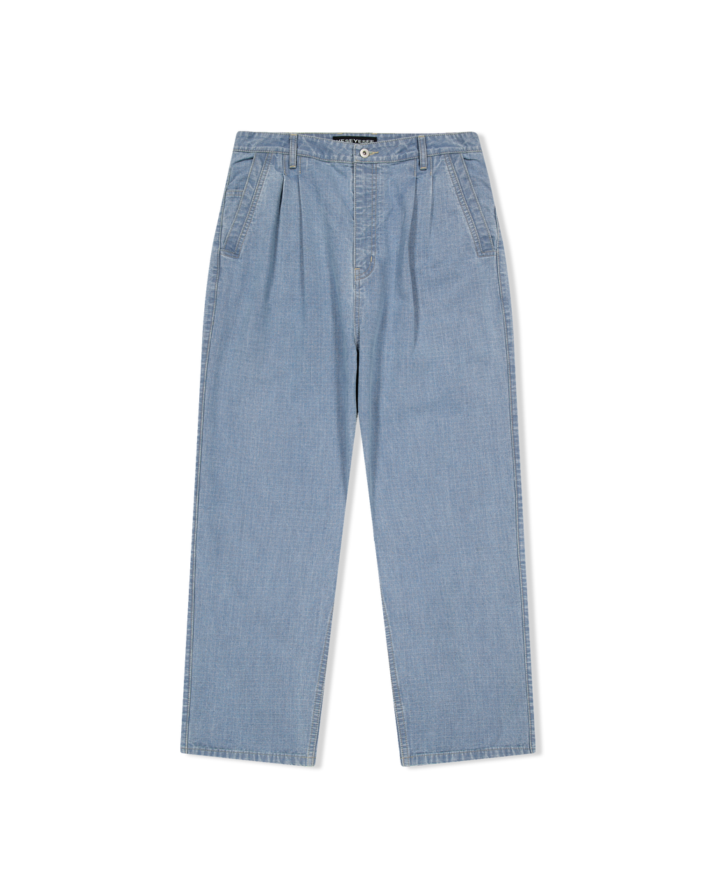 yeseyesee - Two Tucked Ripstop Denim Pants (Light Indigo) product image 1 | TRAB K-Fashion Australia