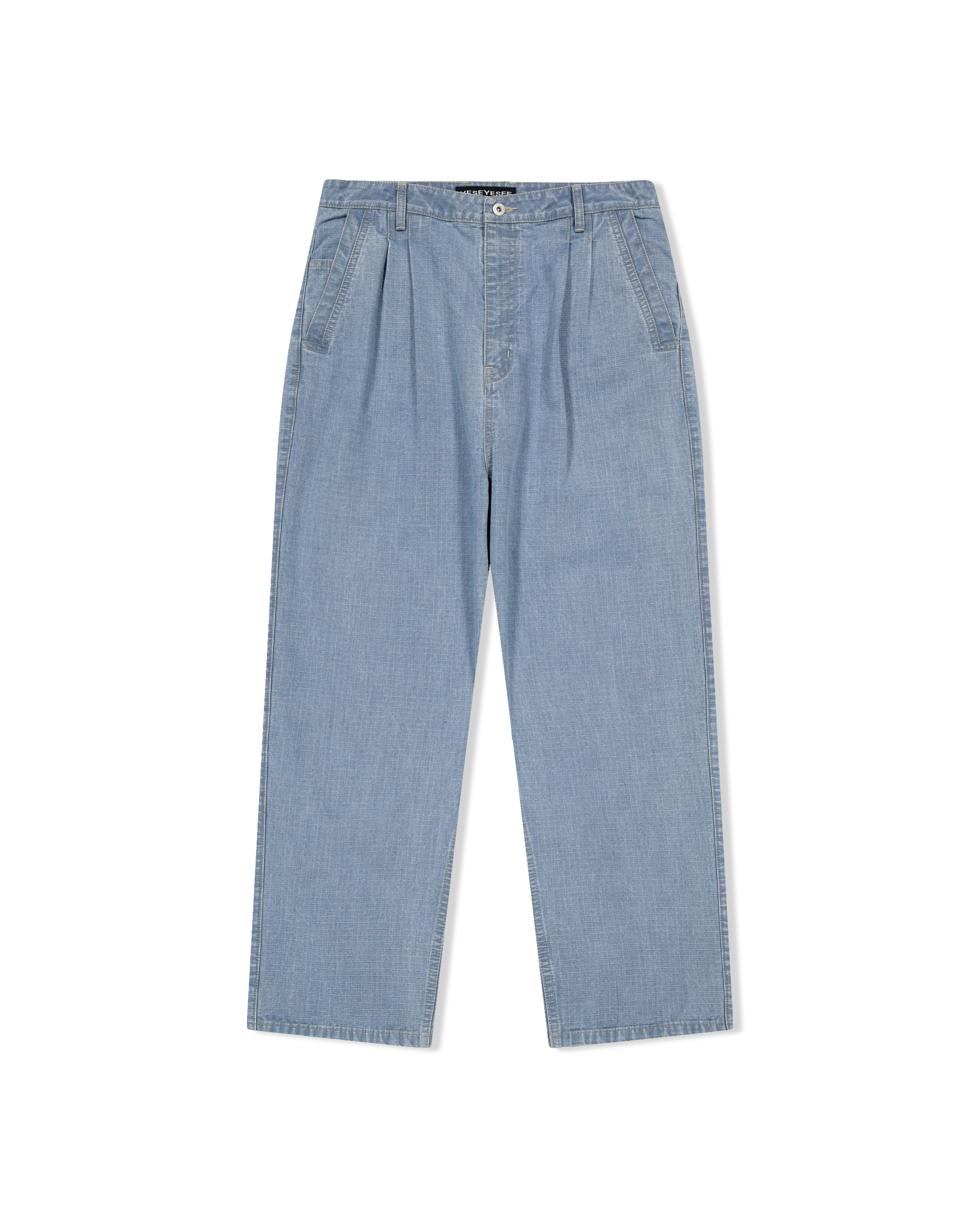 yeseyesee - Two Tucked Ripstop Denim Pants (Light Indigo) product image 1 | TRAB K-Fashion Australia