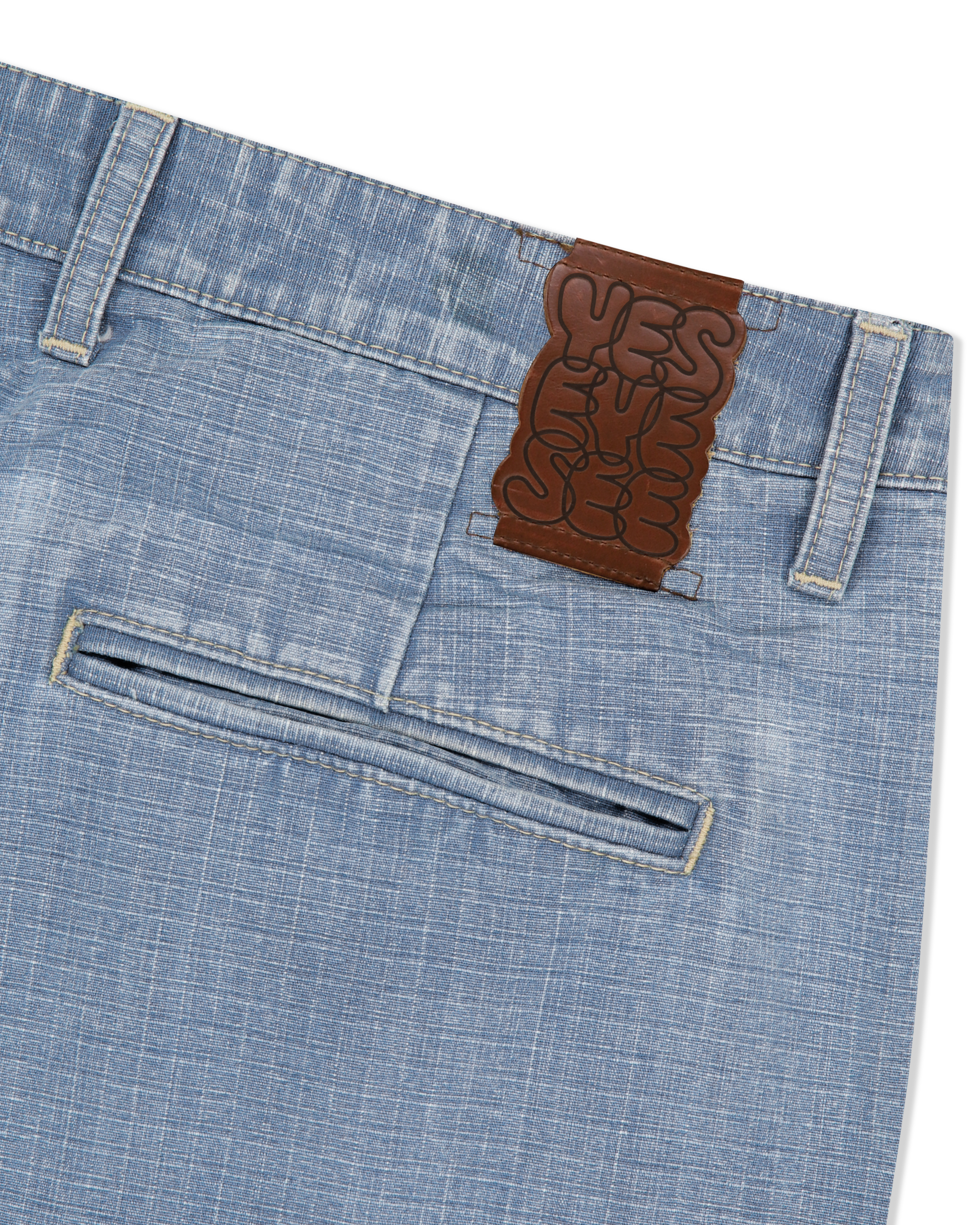 yeseyesee - Two Tucked Ripstop Denim Pants (Light Indigo) product image 3 | TRAB K-Fashion Australia