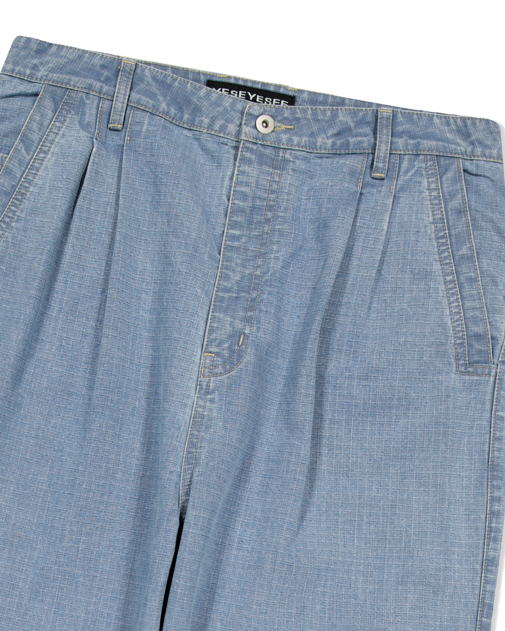 yeseyesee - Two Tucked Ripstop Denim Pants (Light Indigo) product image 5 | TRAB K-Fashion Australia