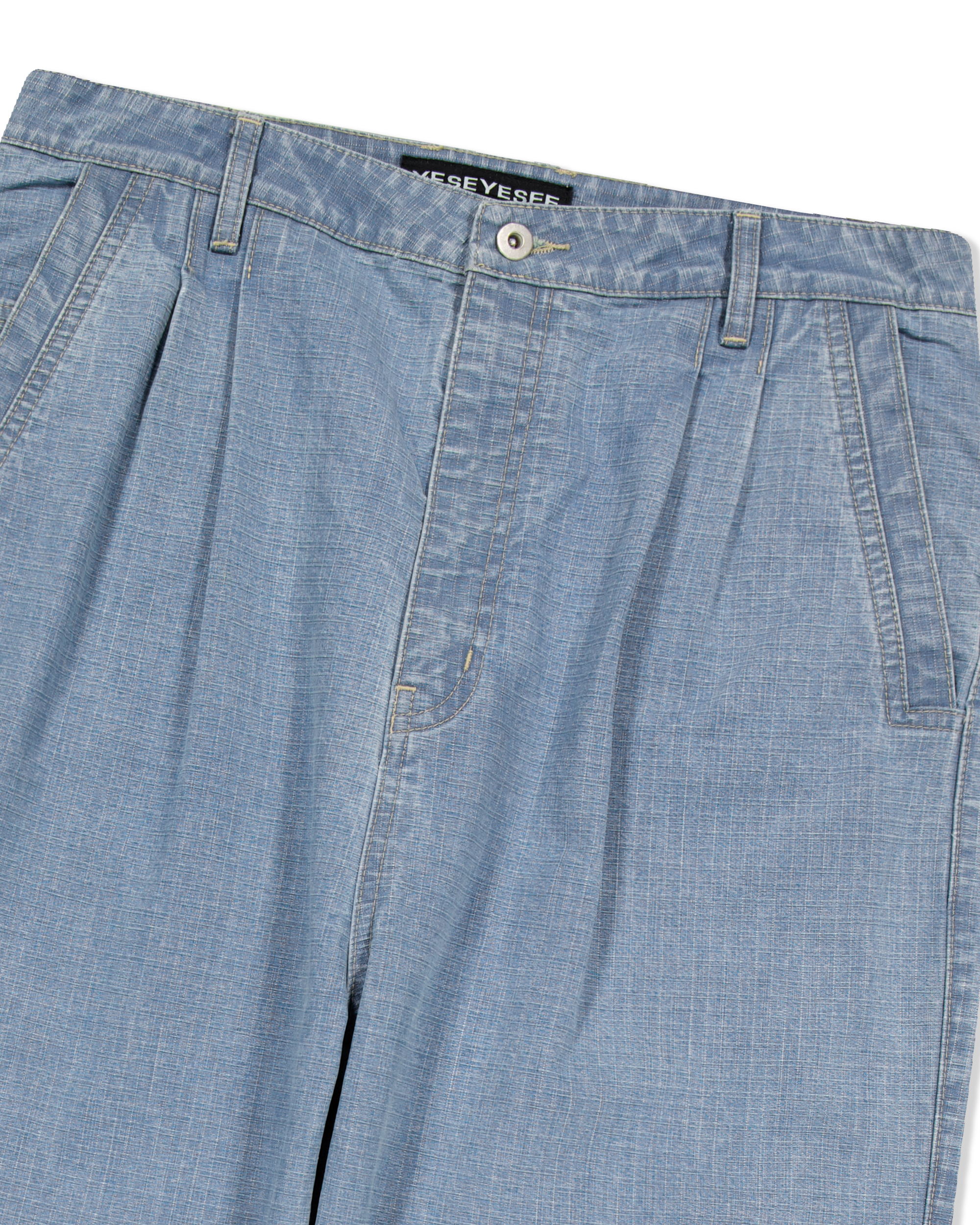 yeseyesee - Two Tucked Ripstop Denim Pants (Light Indigo) product image 5 | TRAB K-Fashion Australia