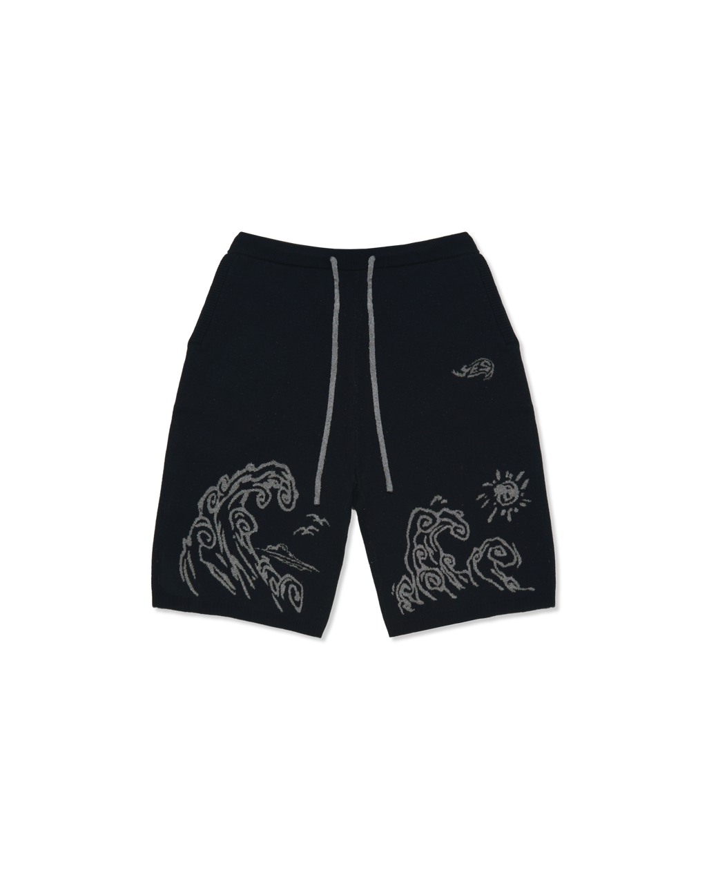 yeseyesee - Wave Print Knit Shorts (Black) product image 1 | TRAB K-Fashion Australia