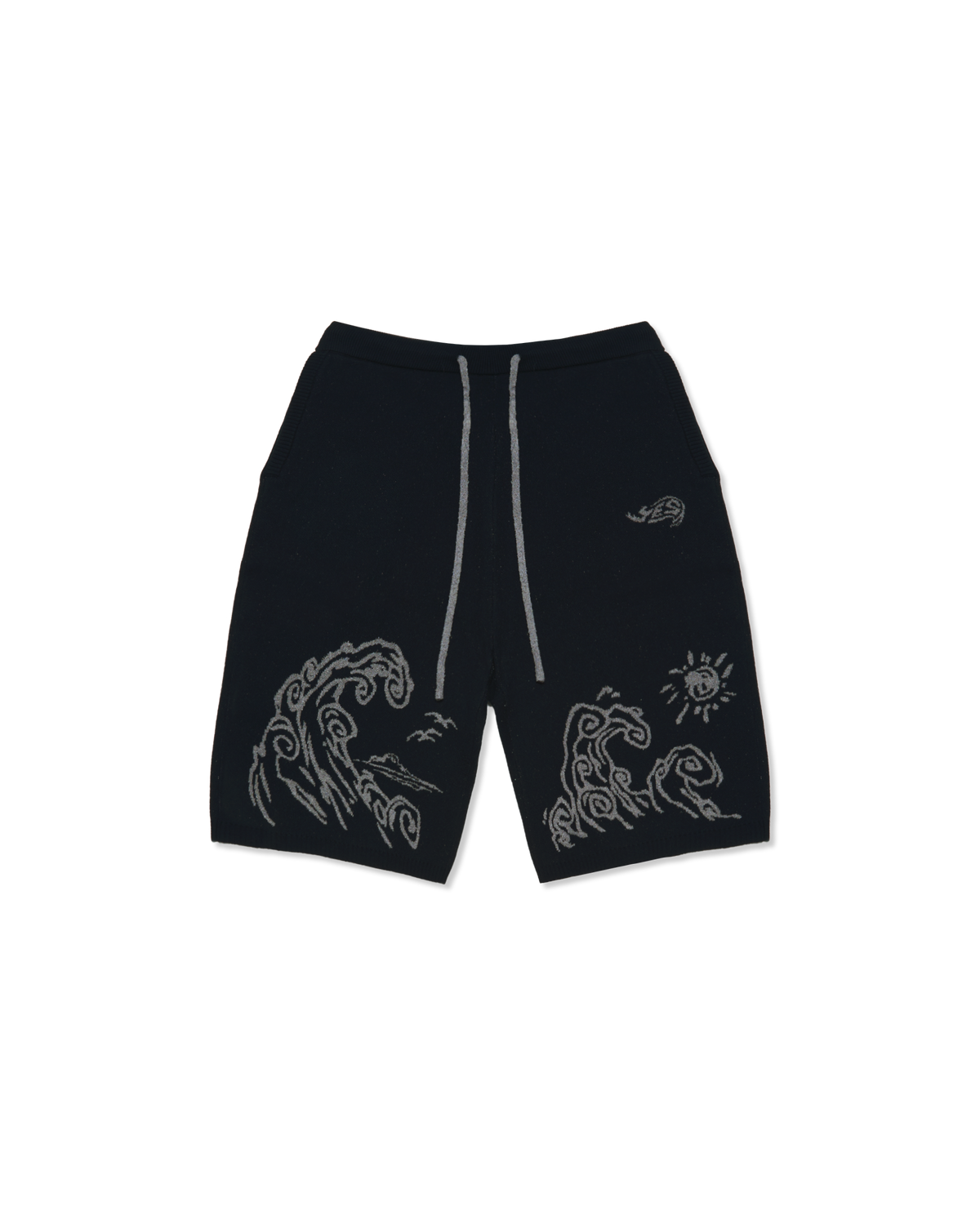 yeseyesee - Wave Print Knit Shorts (Black) product image 1 | TRAB K-Fashion Australia