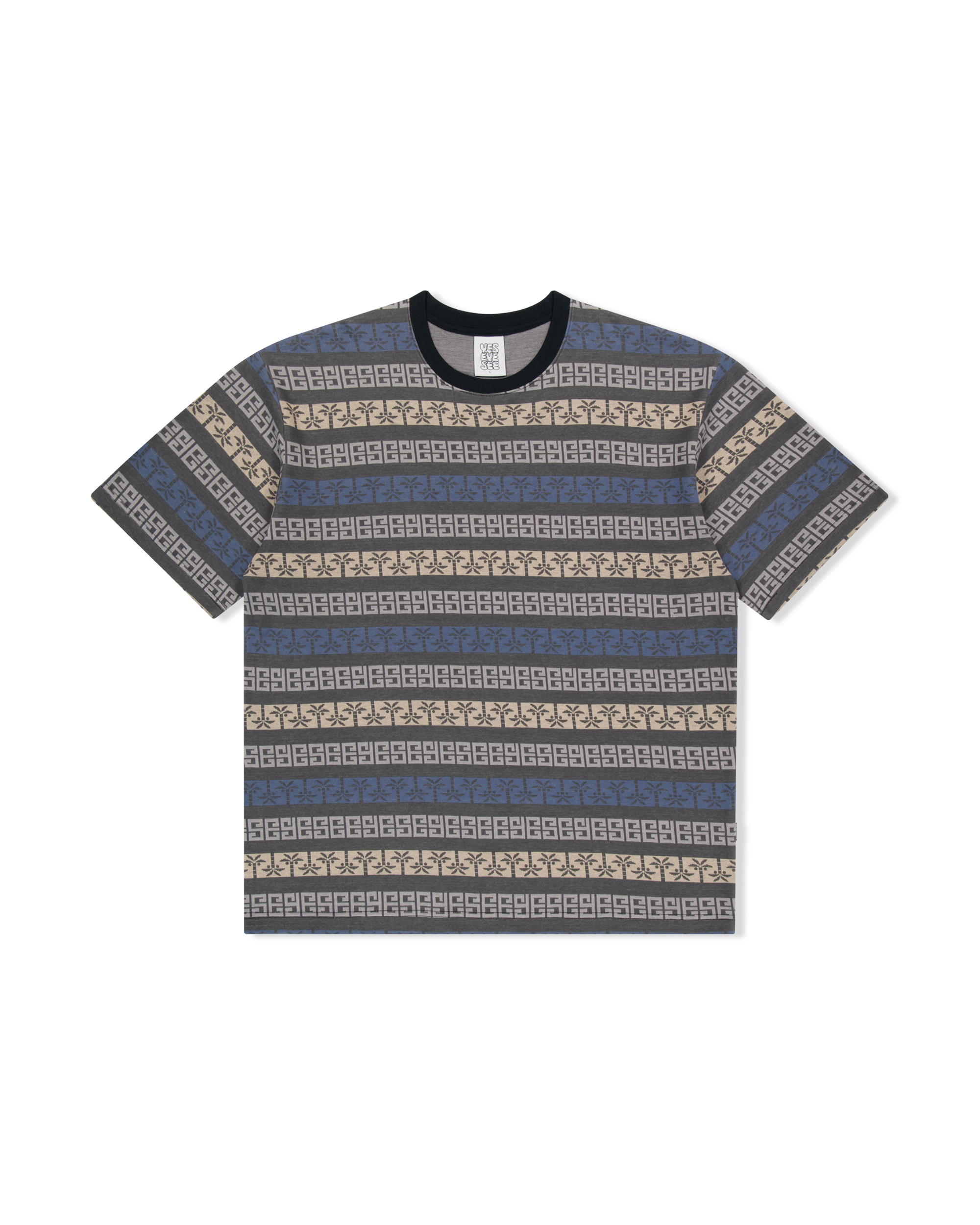 yeseyesee - Y.E.S Palm Jacquard Tee (Charcoal) product image 1 | TRAB K-Fashion Australia