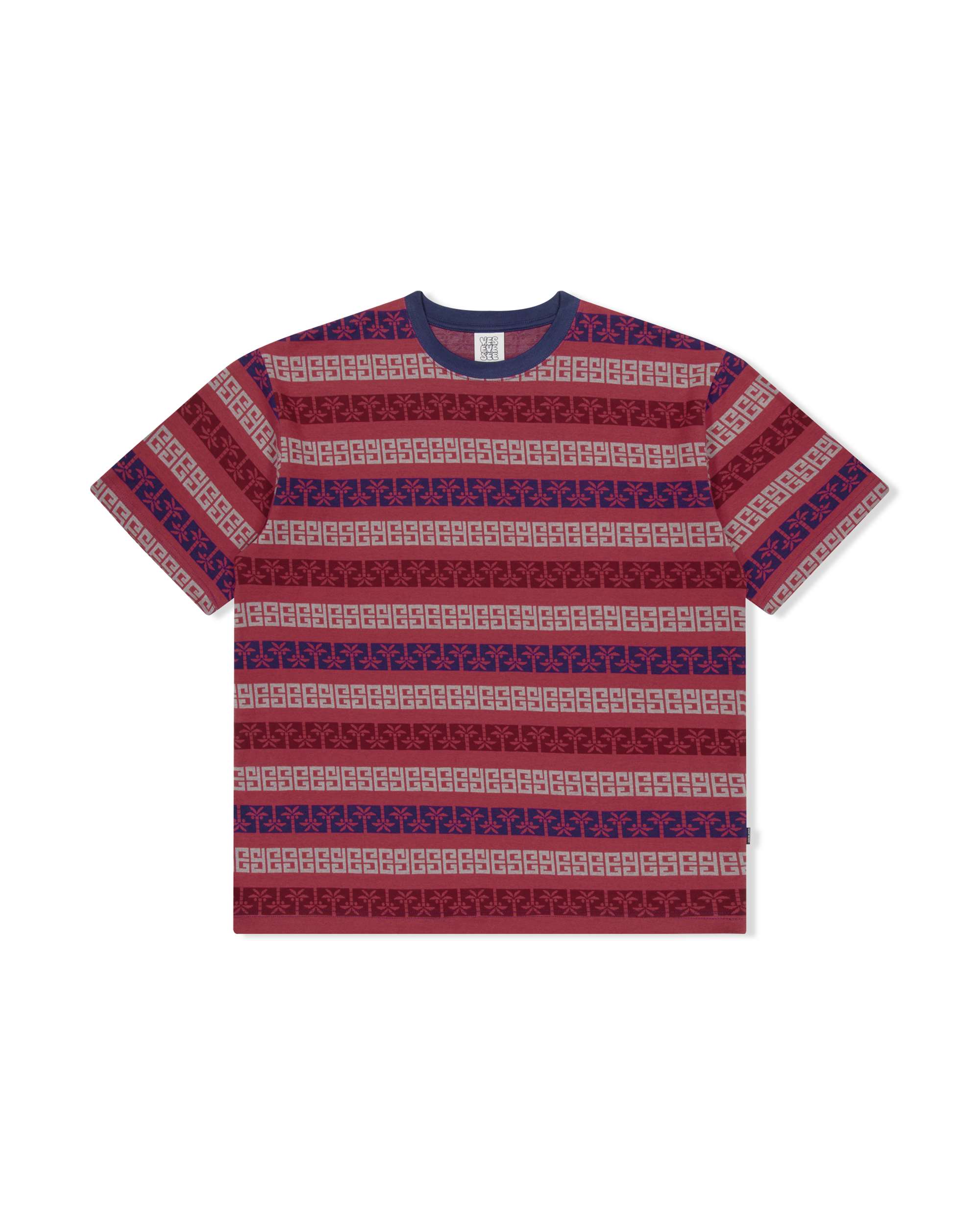 yeseyesee - Y.E.S Palm Jacquard Tee (Red) product image 1 | TRAB K-Fashion Australia