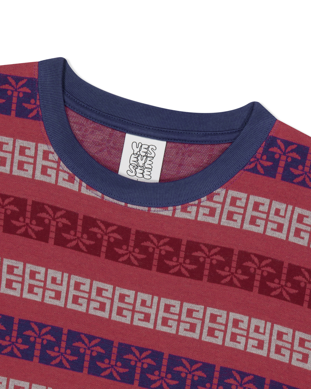 yeseyesee - Y.E.S Palm Jacquard Tee (Red) product image 3 | TRAB K-Fashion Australia