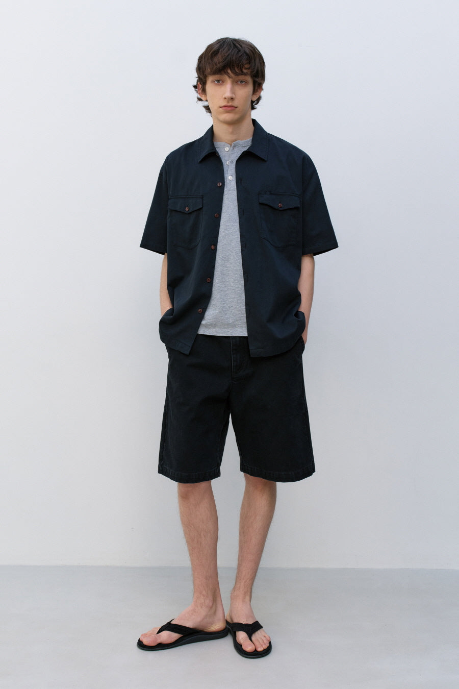 Insilence - Duck Cotton Stand-Up Shorts (Faded Black) product image 1 | TRAB K-Fashion Australia