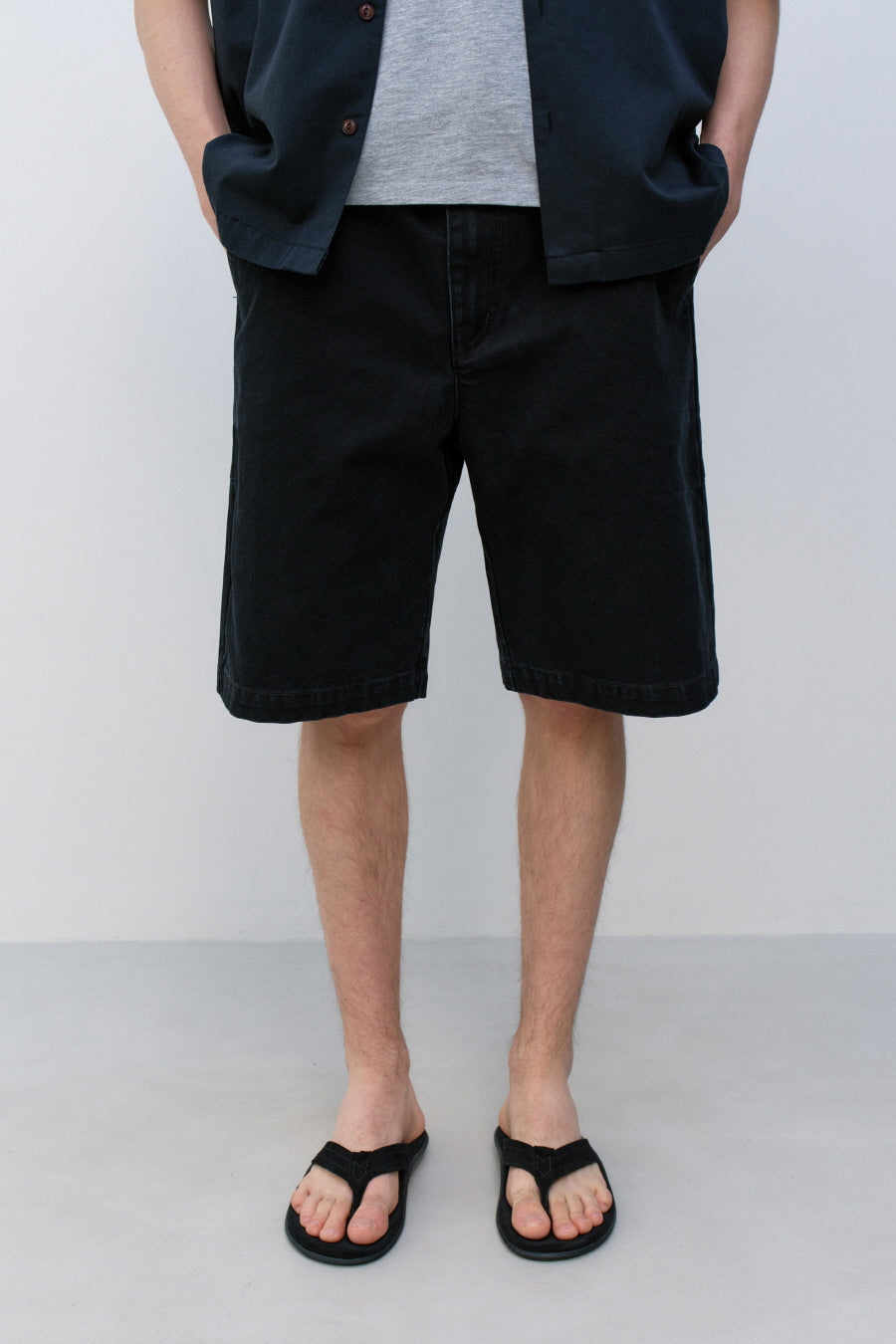 Insilence - Duck Cotton Stand-Up Shorts (Faded Black) product image 2 | TRAB K-Fashion Australia
