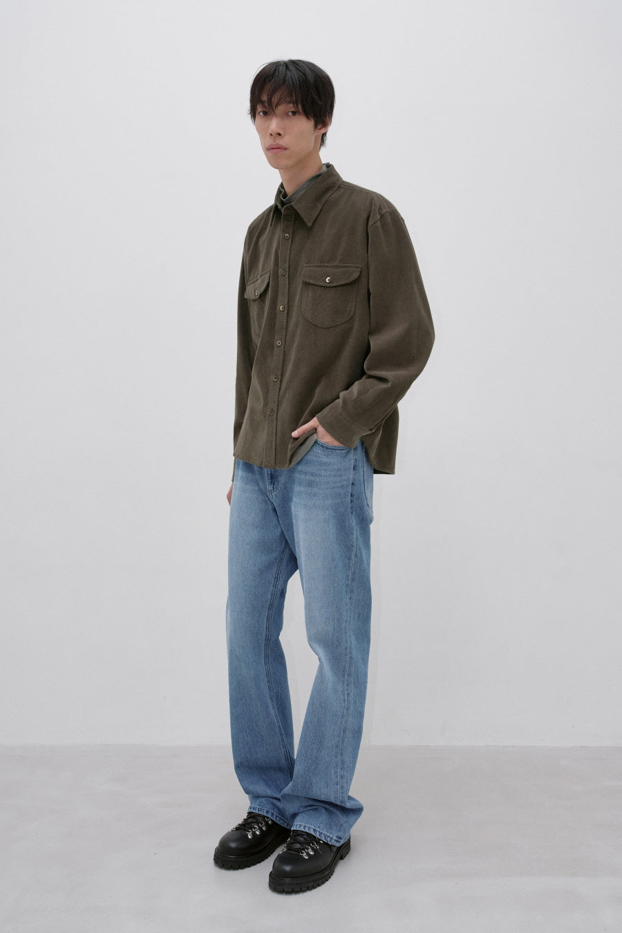 Insilence - Corduroy Two-Pocket Shirt (Brown) product image 3 | TRAB K-Fashion Australia