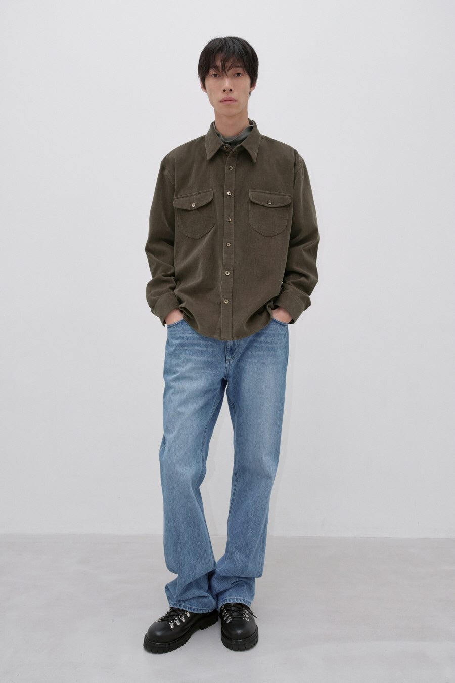 Insilence - Corduroy Two-Pocket Shirt (Brown) product image 4 | TRAB K-Fashion Australia
