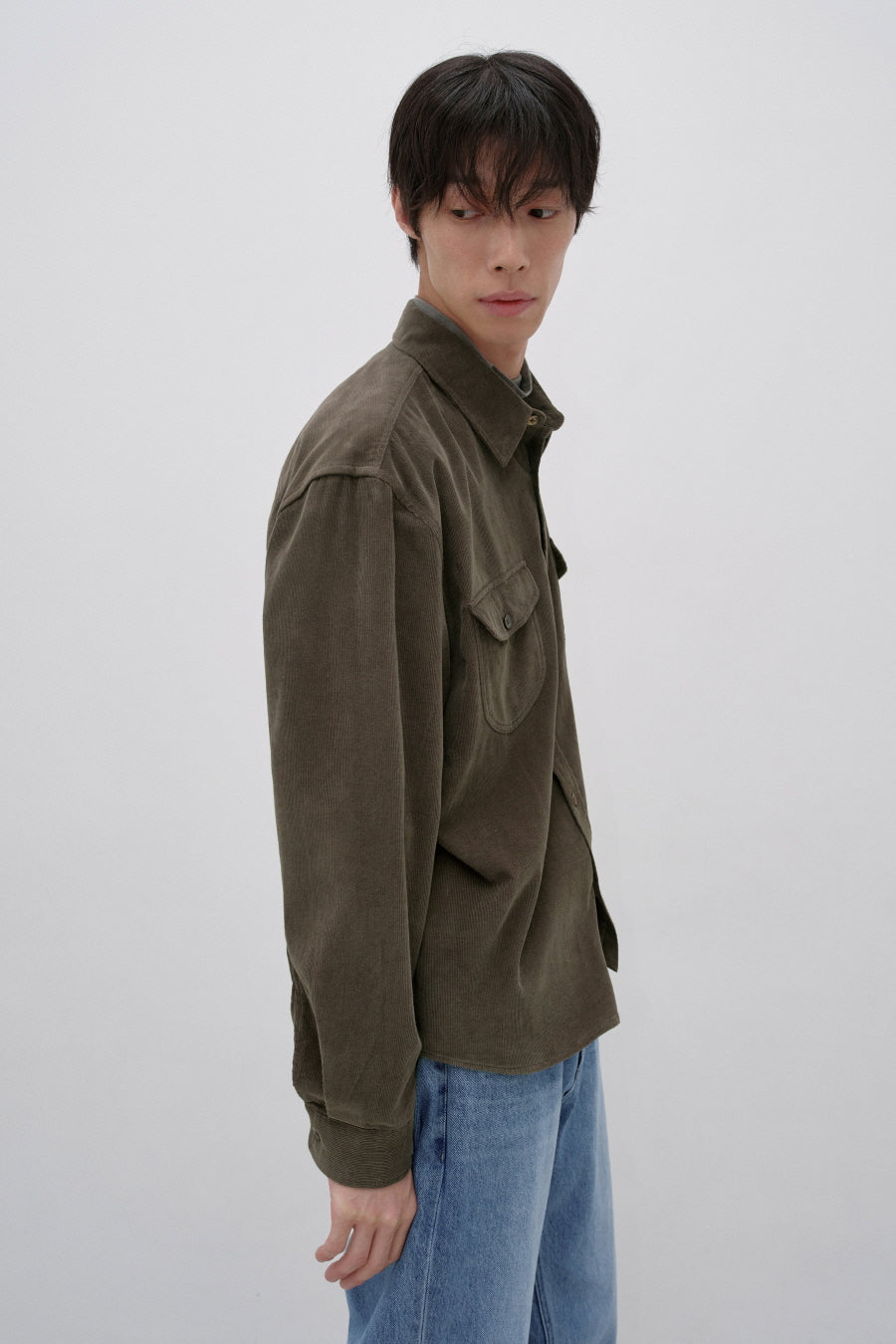 Insilence - Corduroy Two-Pocket Shirt (Brown) product image 6 | TRAB K-Fashion Australia