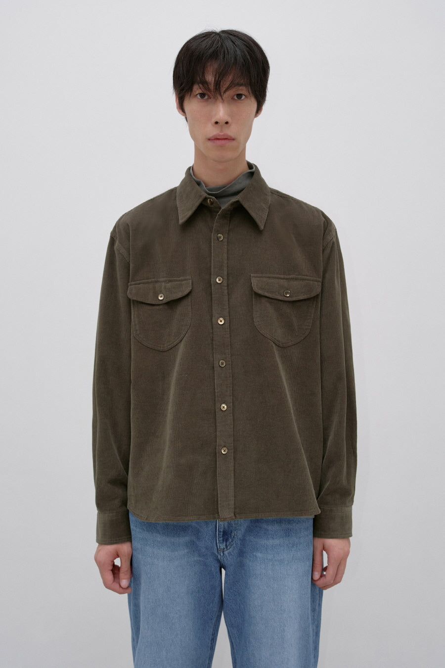 Insilence - Corduroy Two-Pocket Shirt (Brown) product image 1 | TRAB K-Fashion Australia