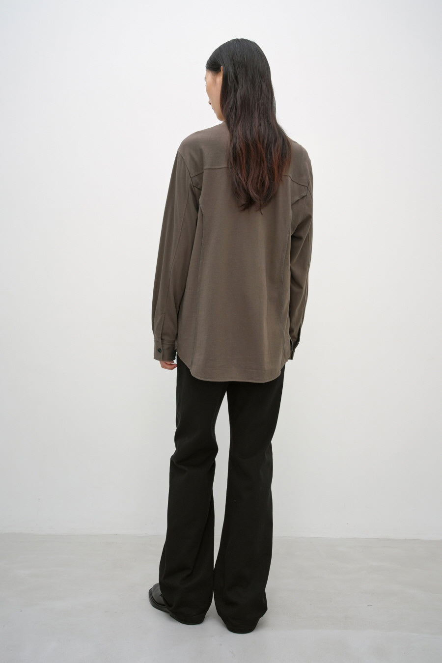 Insilence - Ruffle Jersey Shirt (Ash Brown) product image 5 | TRAB K-Fashion Australia