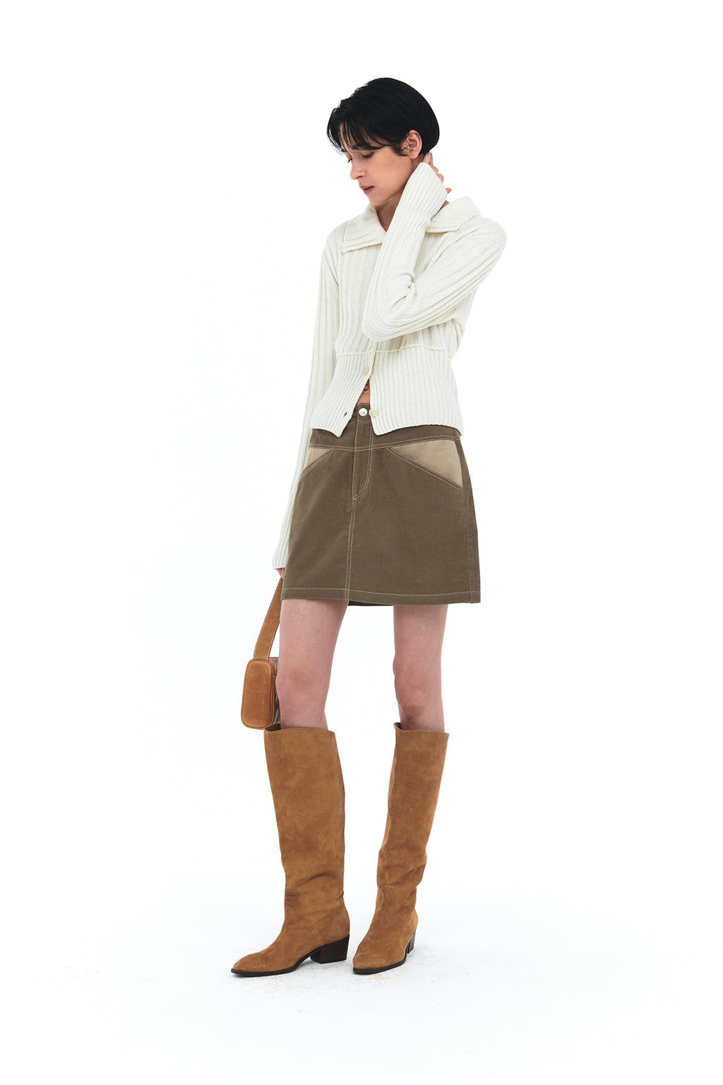 Matin Kim - Semi Crop Knit Button Cardigan (Ivory) product image 9 | TRAB K-Fashion Australia