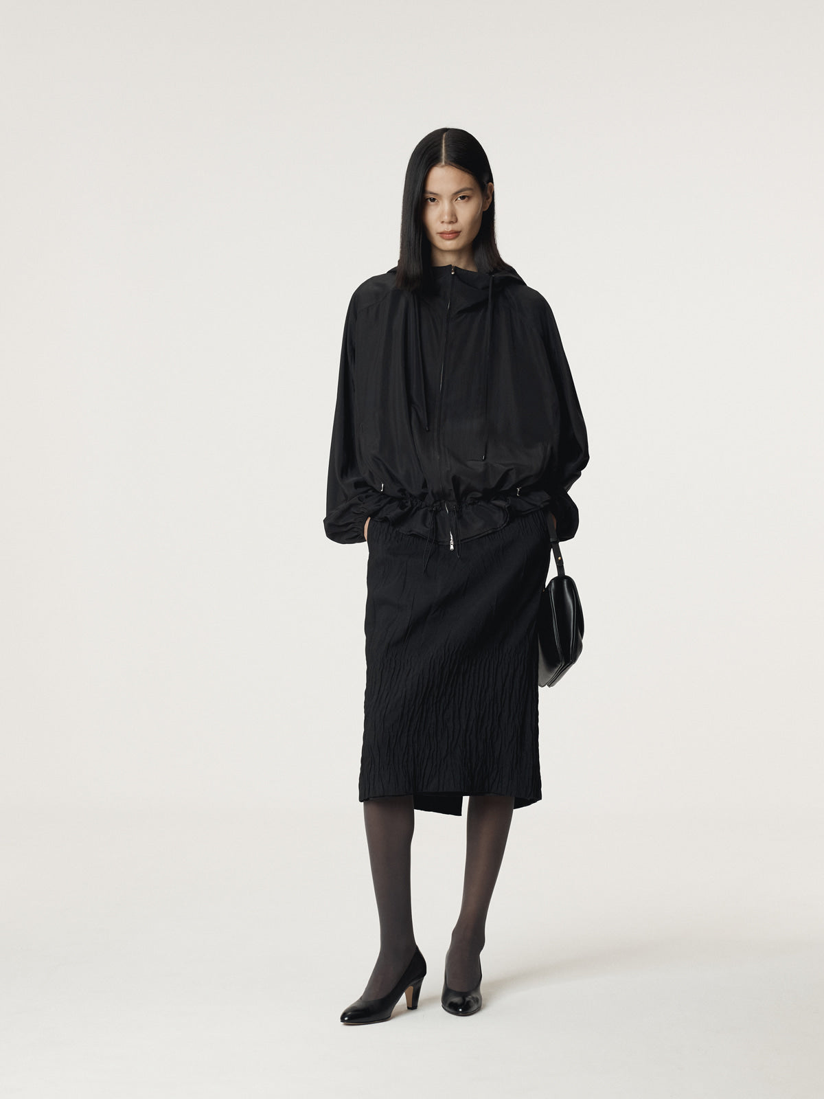 Recto - Silk Blend Technical Hoodie Jumper (Black) product image 2 | TRAB K-Fashion Australia