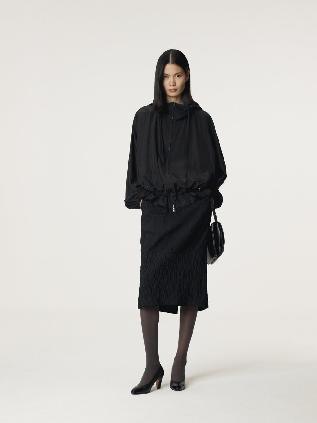 Recto - Silk Blend Technical Hoodie Jumper (Black) product image 2 | TRAB K-Fashion Australia