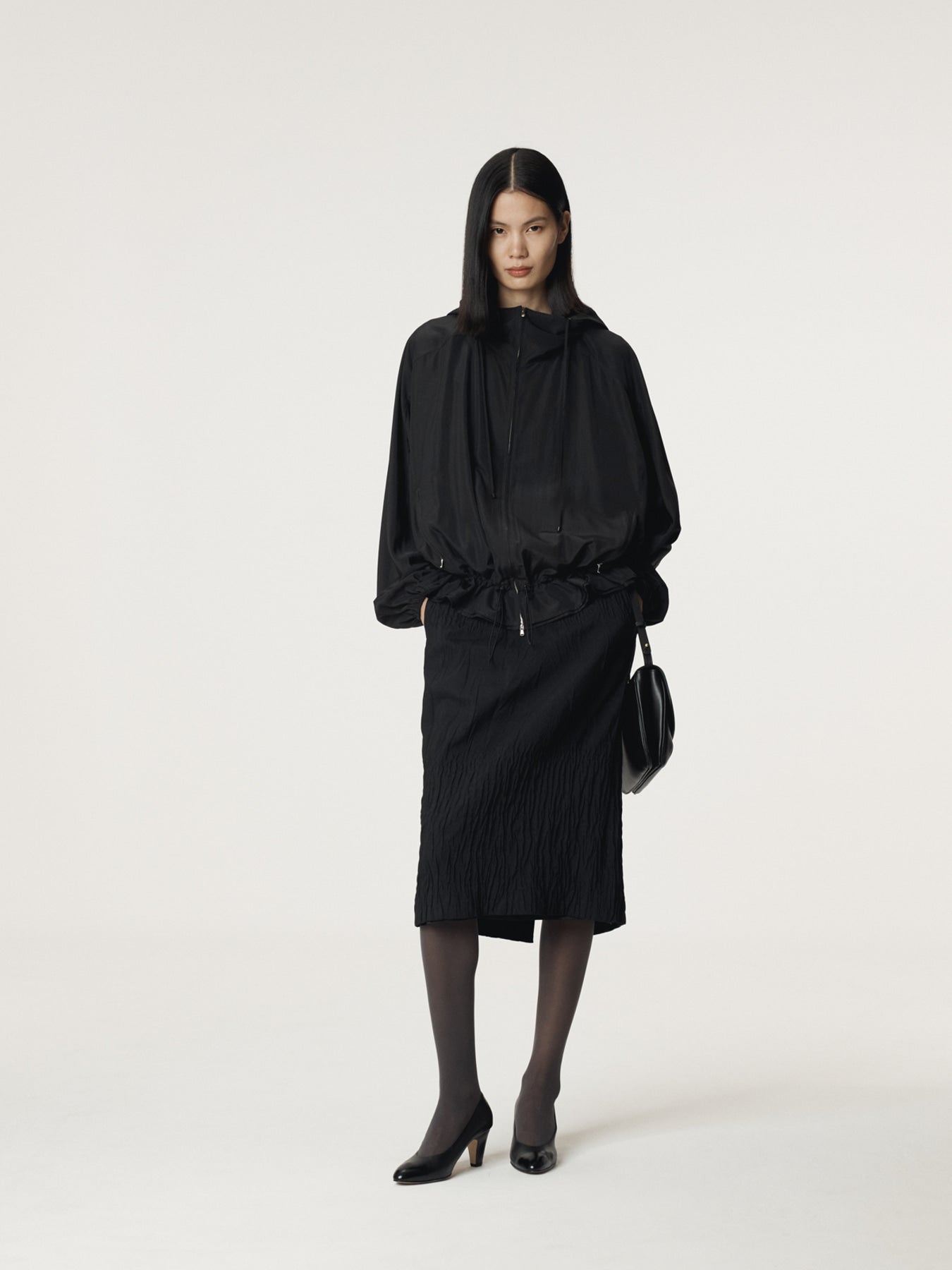 Recto - Silk Blend Technical Hoodie Jumper (Black) product image 2 | TRAB K-Fashion Australia