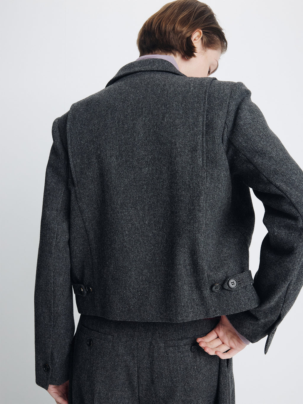 Tonywack - Wool Cropped Blazer Jacket (Dark Grey) product image 6 | TRAB K-Fashion Australia