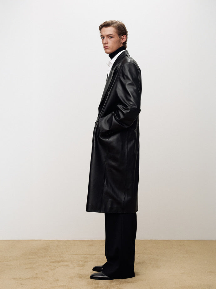 Tonywack - Nappa Leather Double-Breasted Coat (Black) product image 2 | TRAB K-Fashion Australia