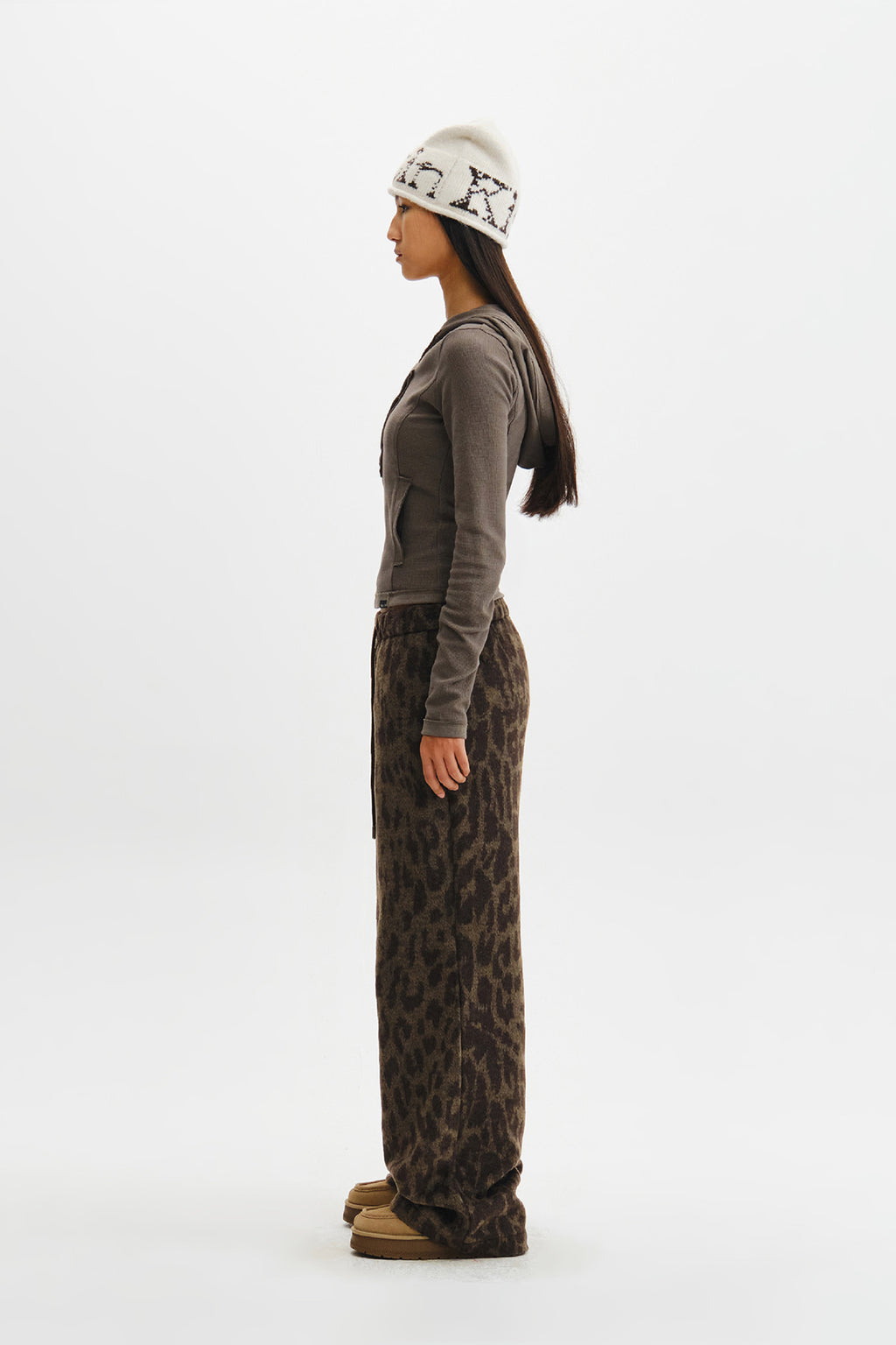 Matin Kim - Waffle Henley Neck Hood Top (Khaki) product image 8 | TRAB K-Fashion Australia