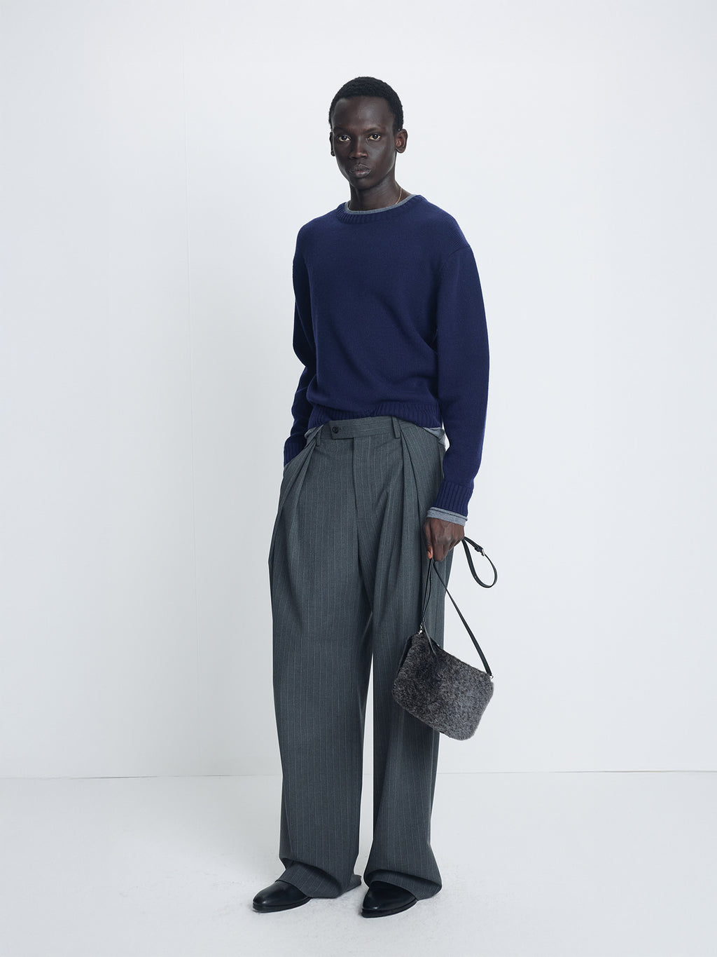 Tonywack - Wool And Cashmere Layered Knit (Navy/Grey) product image 1 | TRAB K-Fashion Australia