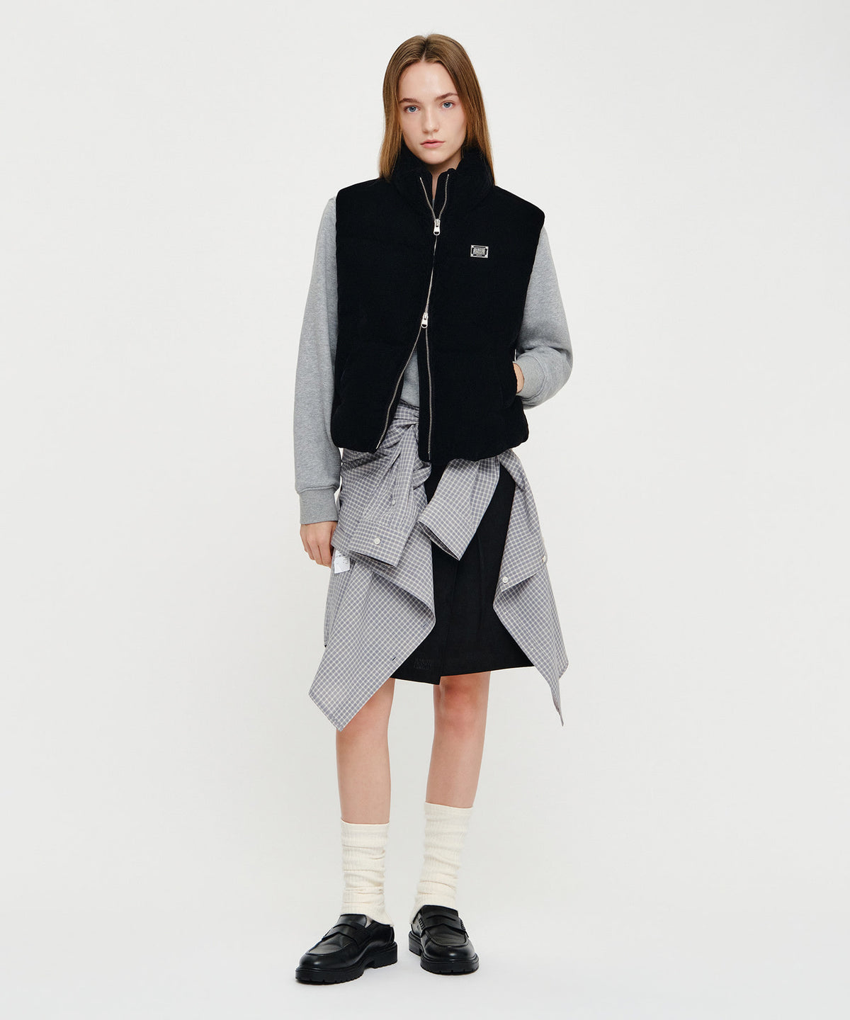 Marithe & Francois Girbaud - Velvet High Neck Down Vest (Black) product image 5 | TRAB K-Fashion Australia
