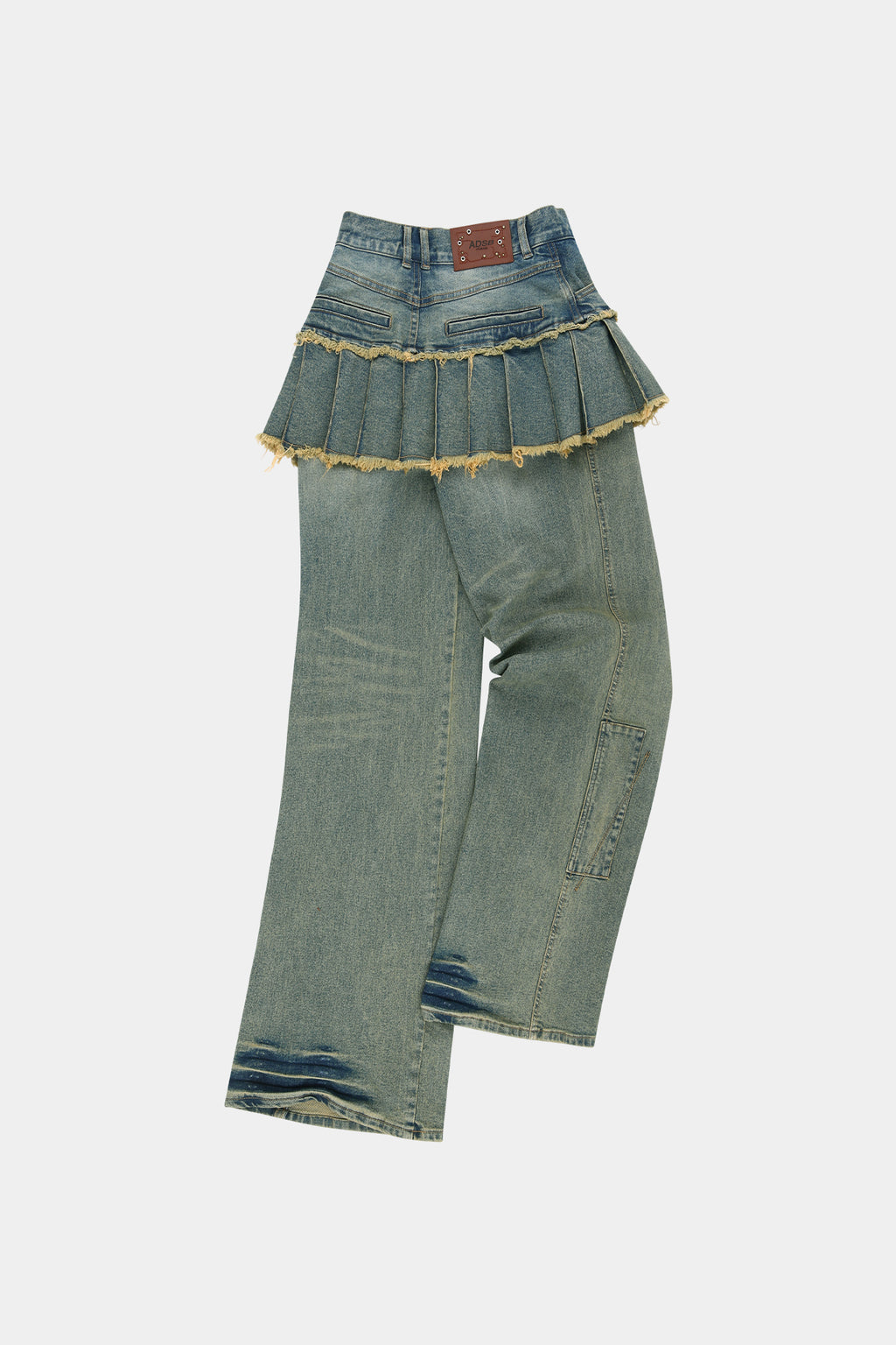 Andersson Bell - Patchwork Denim Pleats Skirt Jeans (Washed Blue) product image 11 | TRAB K-Fashion Australia
