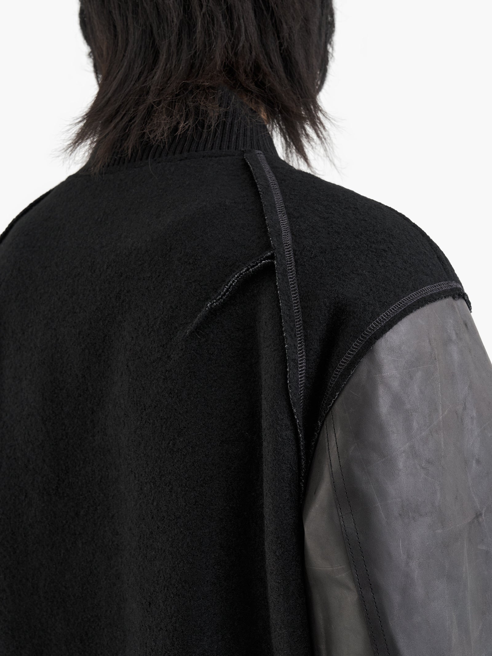 Jiyong Kim - Sun-Bleached Wool Varsity Jacket (Black) product image 9 | TRAB K-Fashion Australia