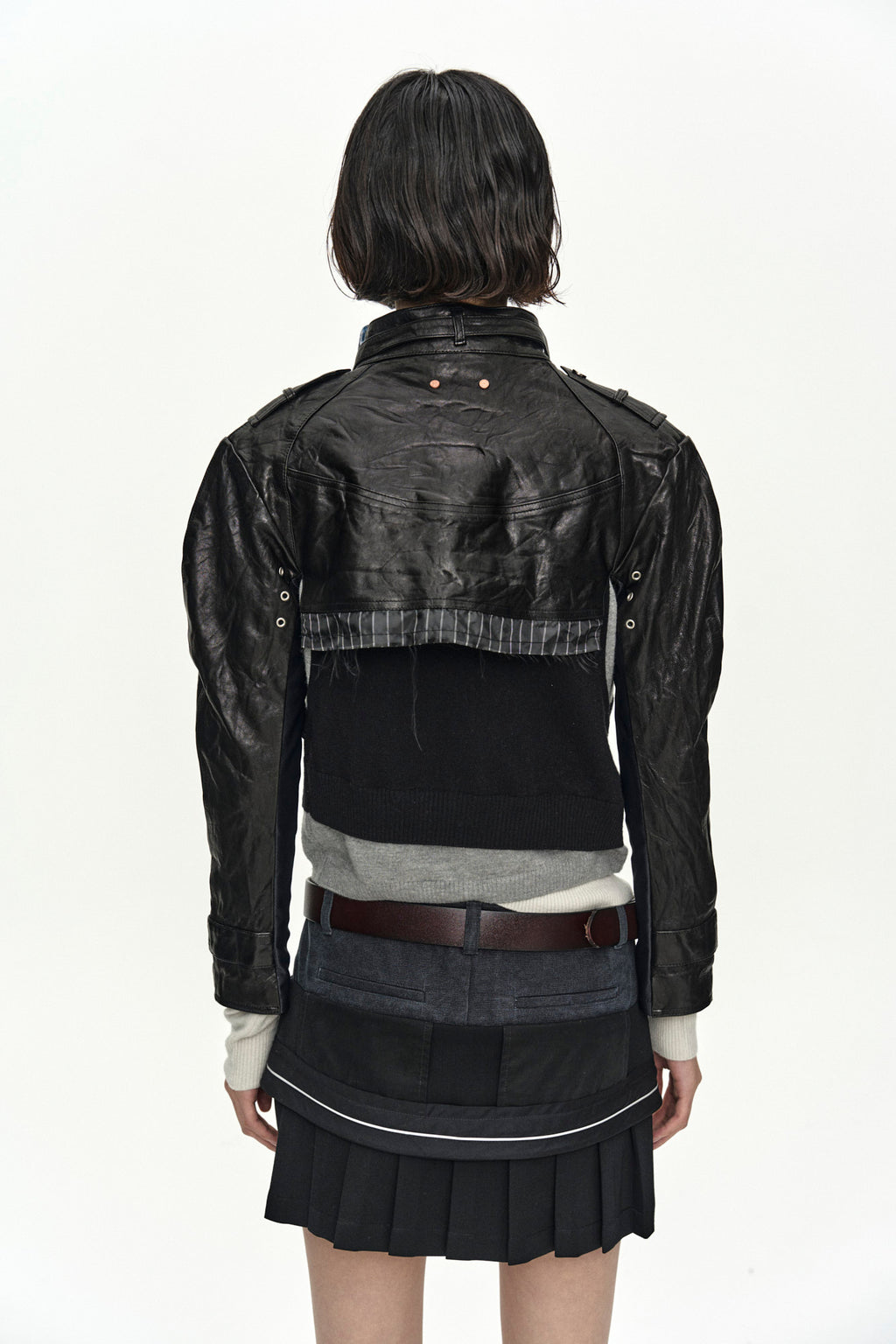 Andersson Bell - Cut-Out Shrunken Racing Leather Jacket (Black) product image 8 | TRAB K-Fashion Australia