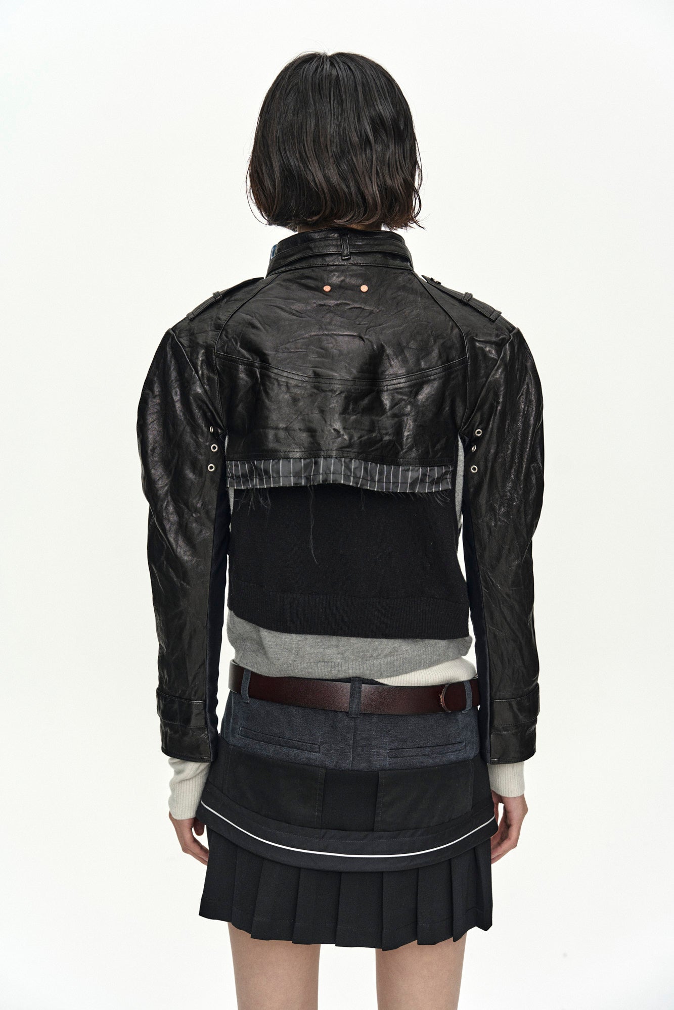 Andersson Bell - Cut-Out Shrunken Racing Leather Jacket (Black) product image 8 | TRAB K-Fashion Australia