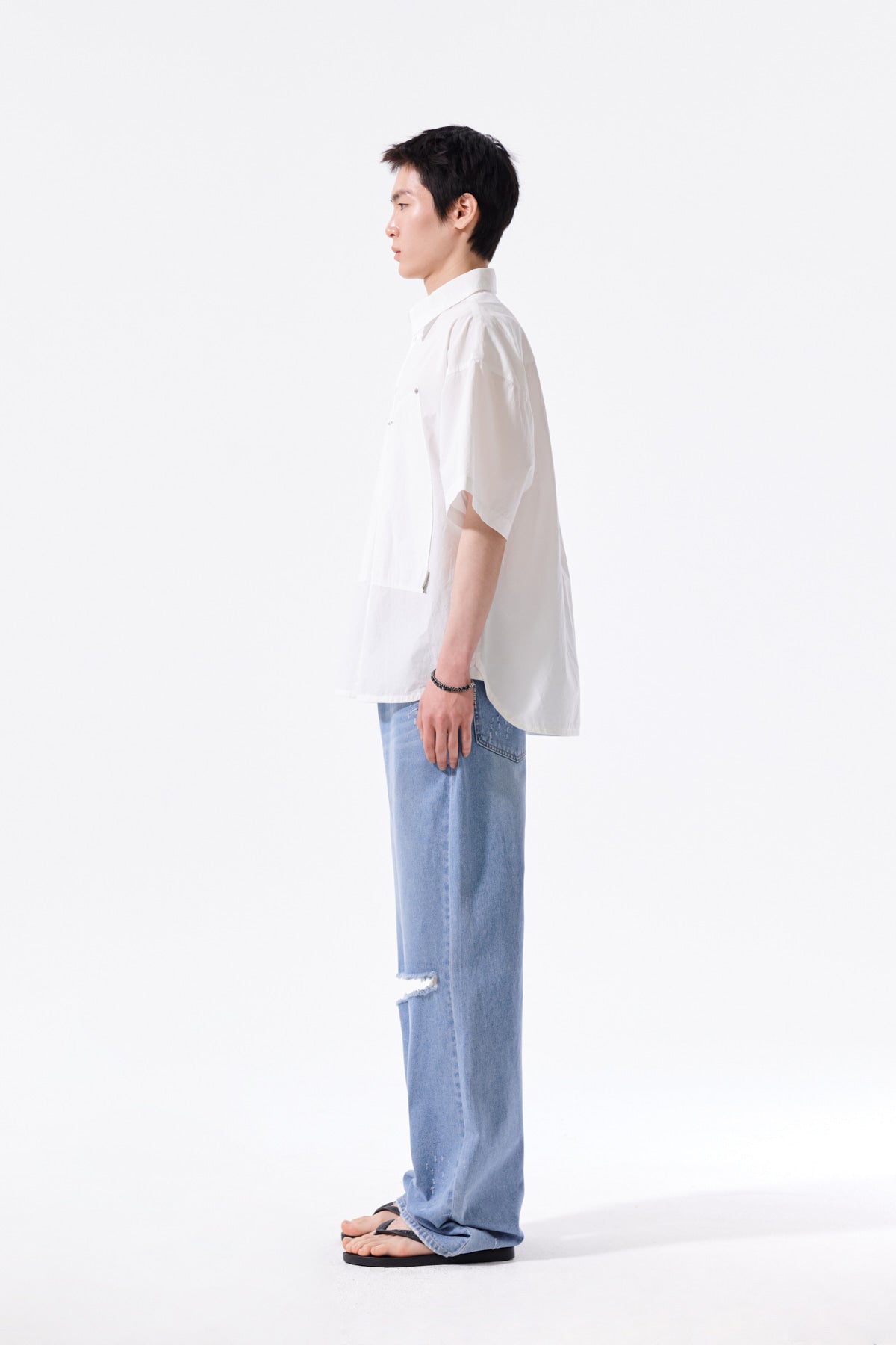 Matin Kim - Half Sleeve Pocket Shirt (White) product image 7 | TRAB K-Fashion Australia