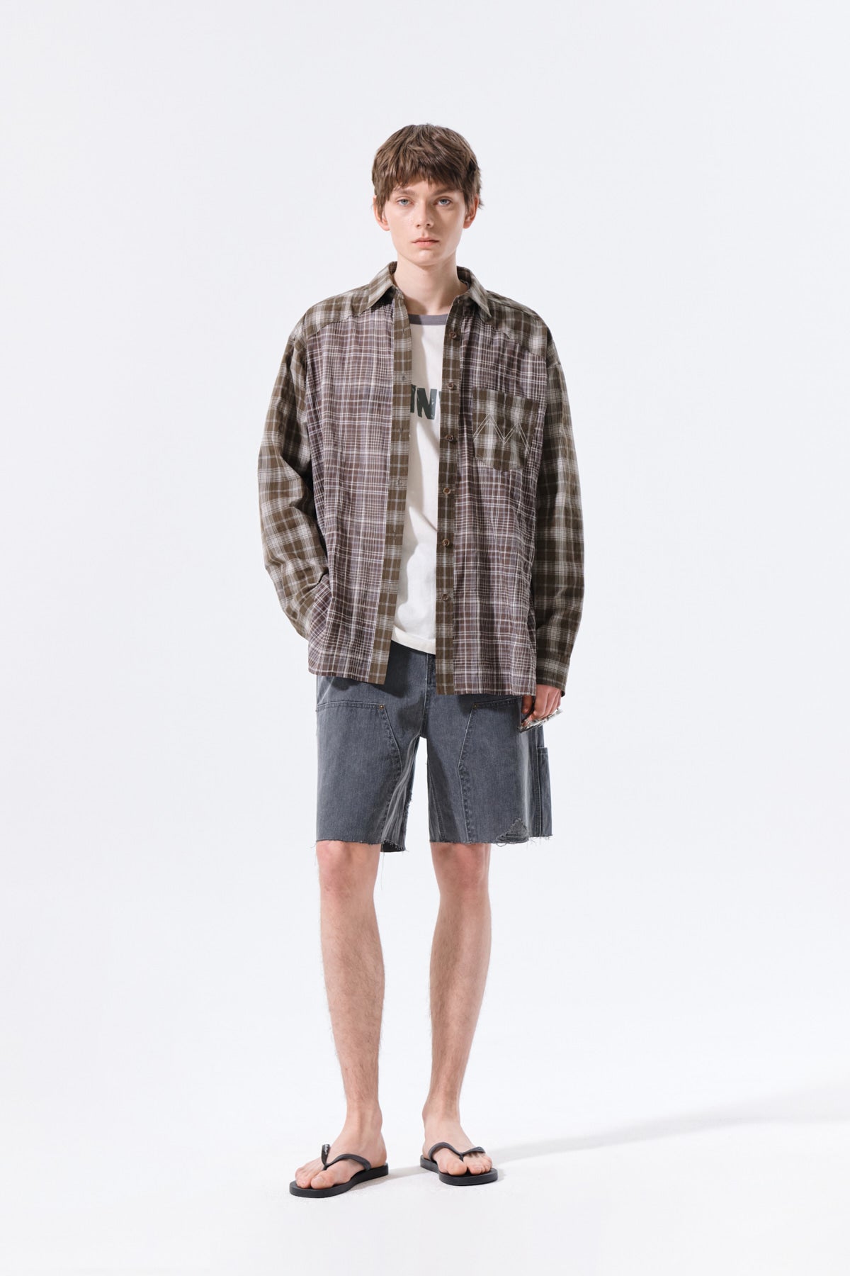 Matin Kim - Mixed Check Over Fit Shirt (Brown) product image 15 | TRAB K-Fashion Australia