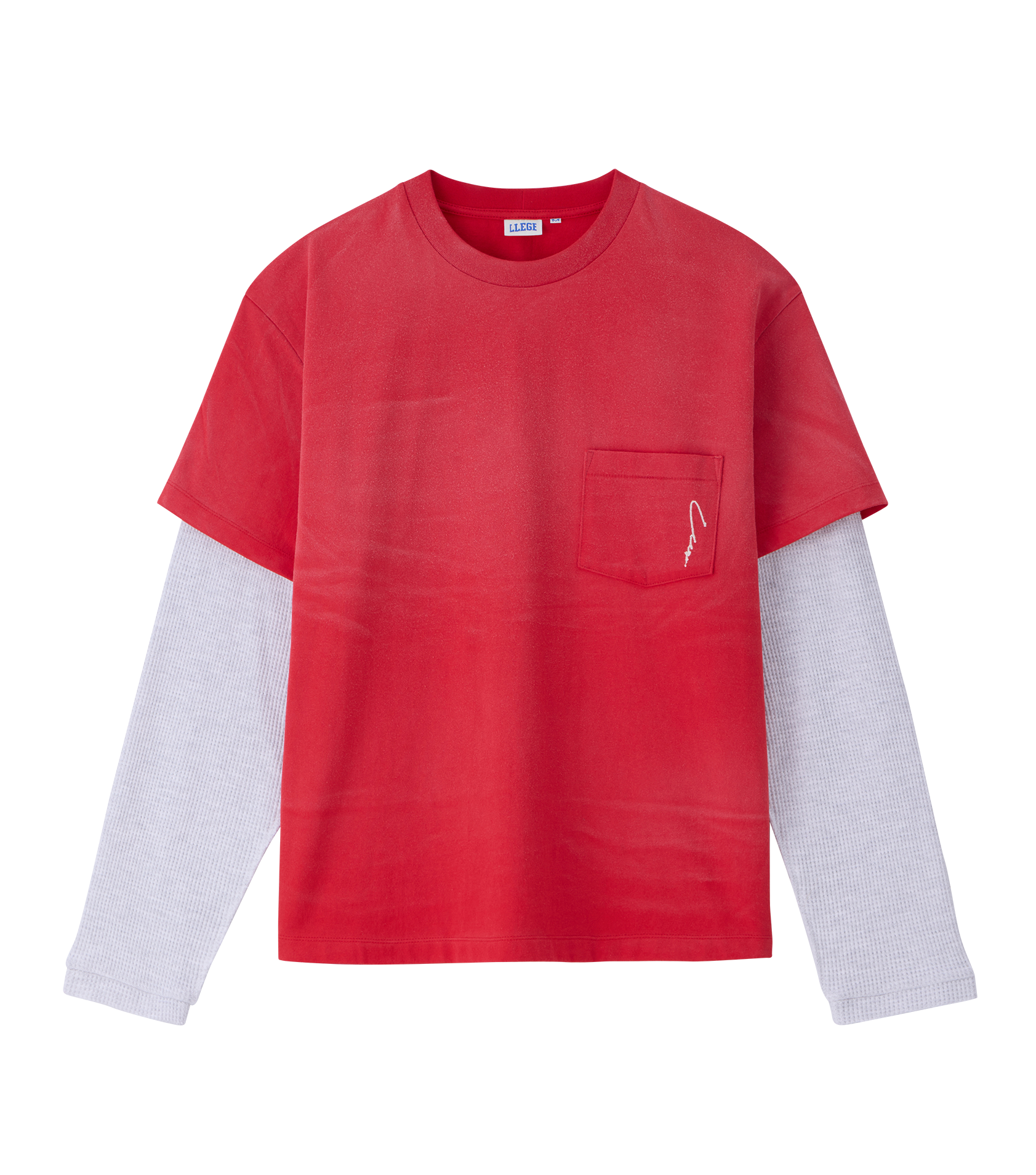 Llege - Waffle Sleeve Layered T-Shirt (Red) product image 1 | TRAB K-Fashion Australia