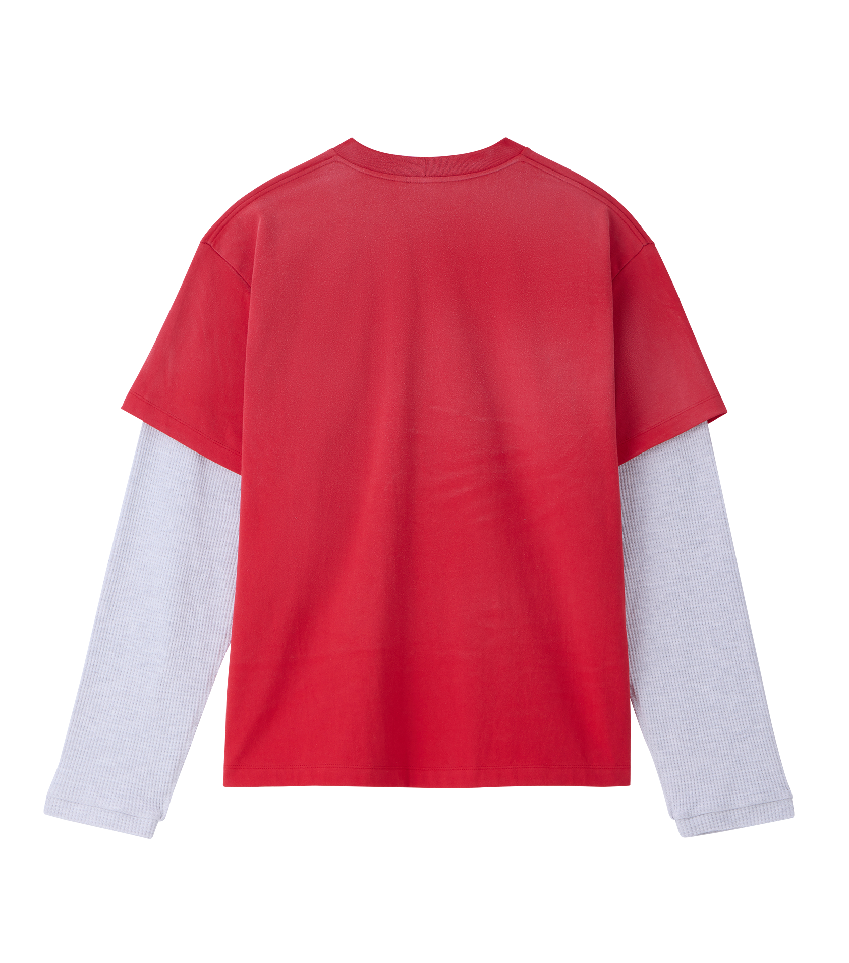 Llege - Waffle Sleeve Layered T-Shirt (Red) product image 2 | TRAB K-Fashion Australia