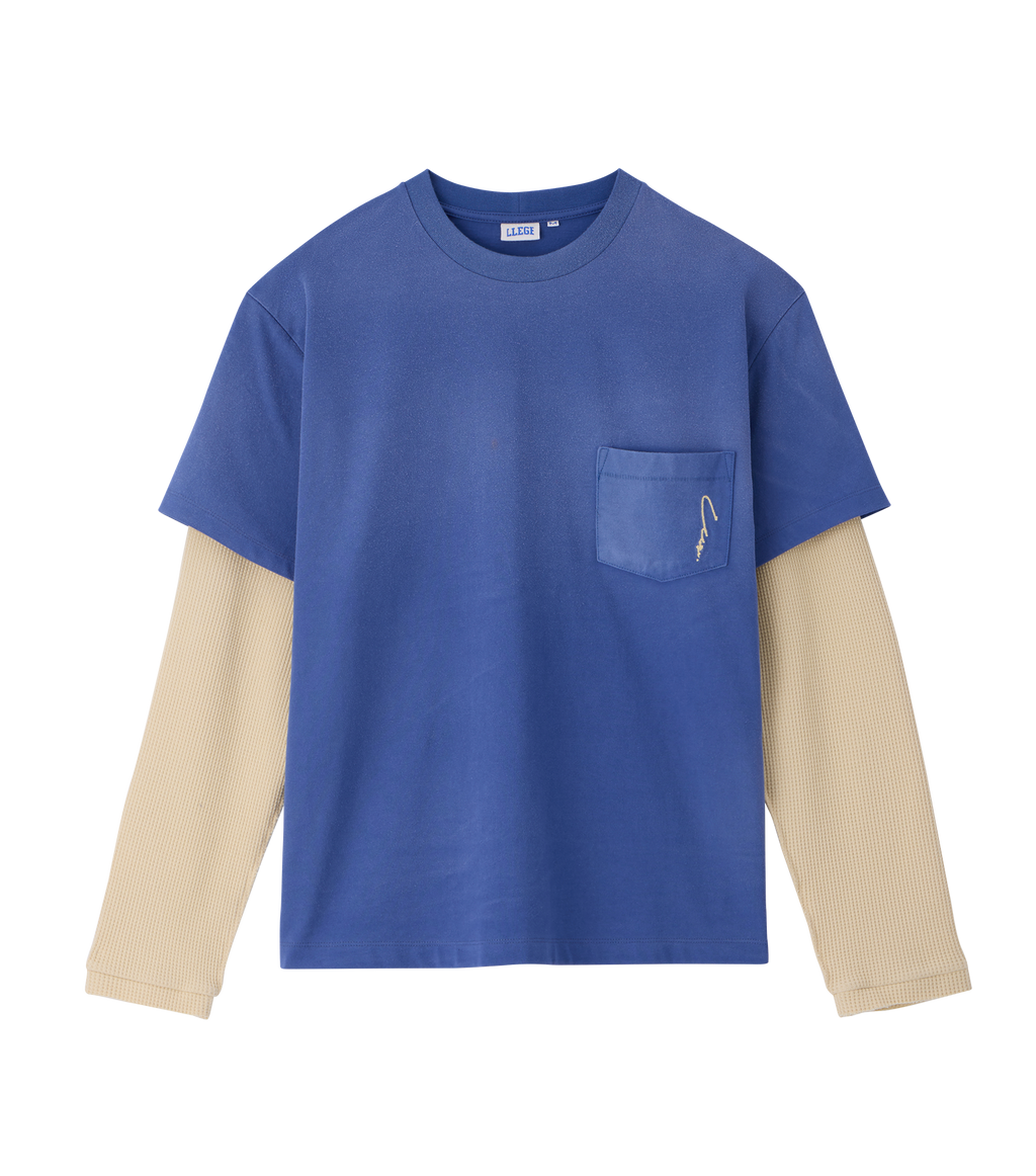 Llege - Waffle Sleeve Layered T-Shirt (Washed Blue) product image 1 | TRAB K-Fashion Australia