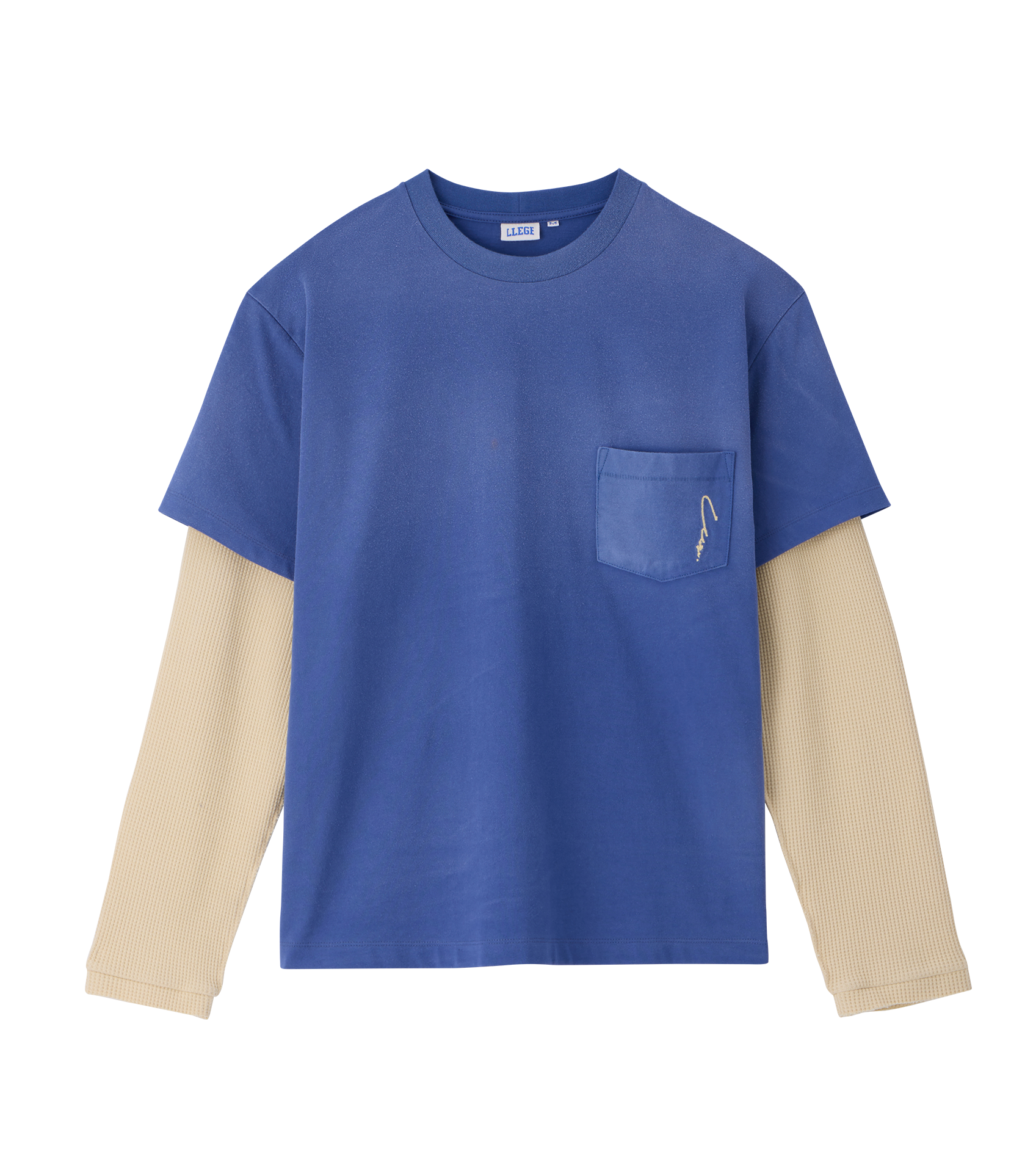 Llege - Waffle Sleeve Layered T-Shirt (Washed Blue) product image 1 | TRAB K-Fashion Australia