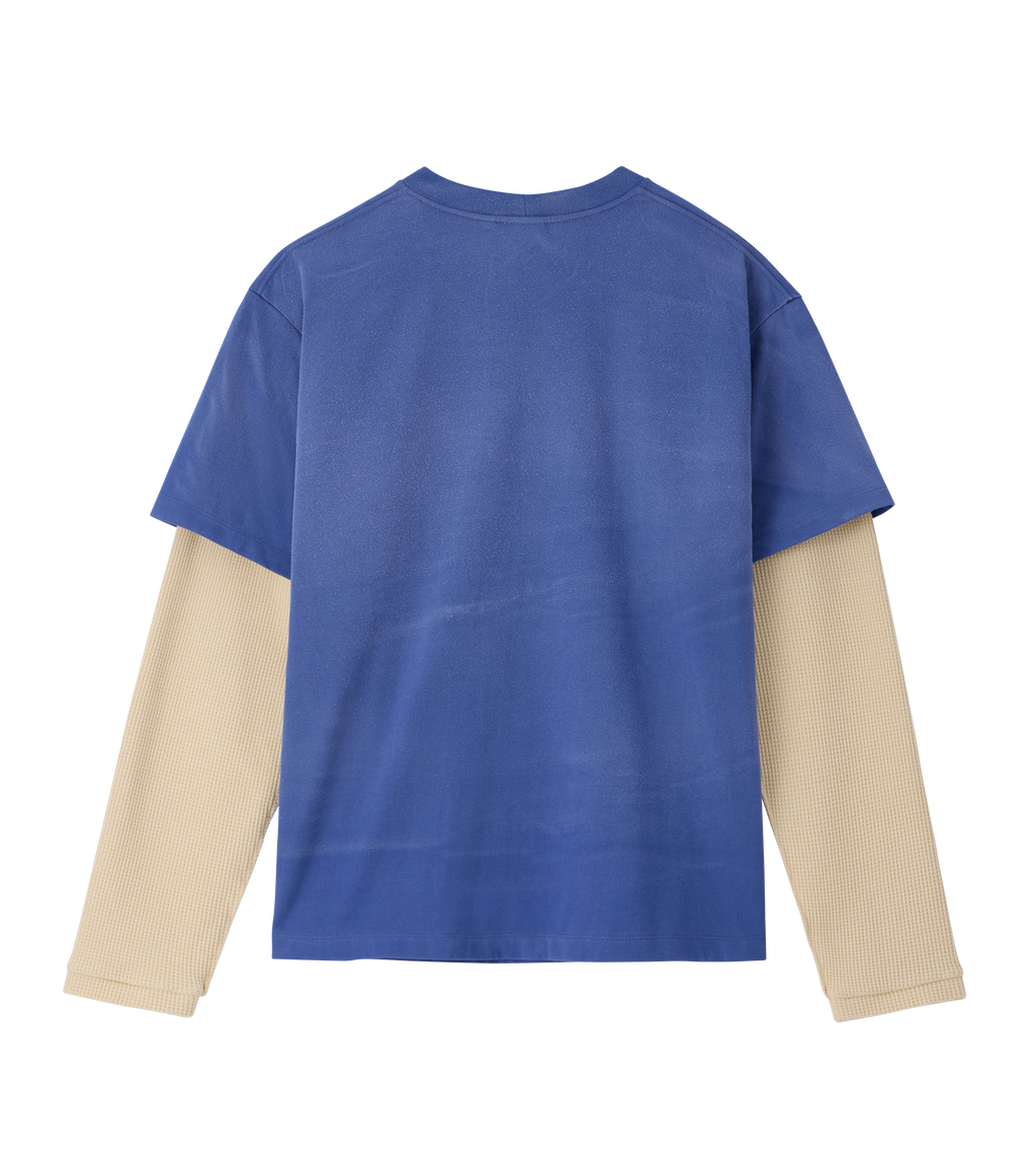 Llege - Waffle Sleeve Layered T-Shirt (Washed Blue) product image 2 | TRAB K-Fashion Australia