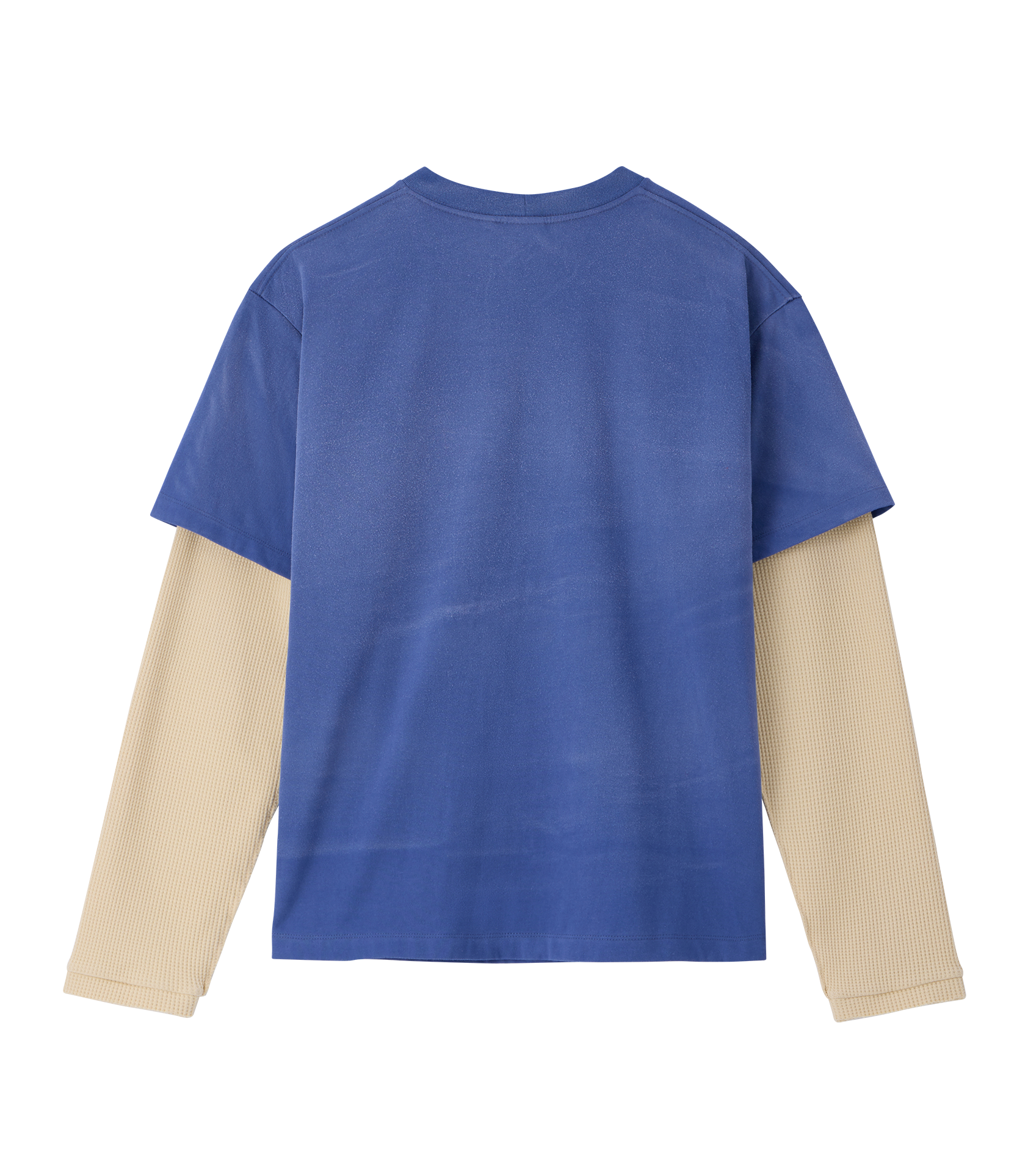 Llege - Waffle Sleeve Layered T-Shirt (Washed Blue) product image 2 | TRAB K-Fashion Australia