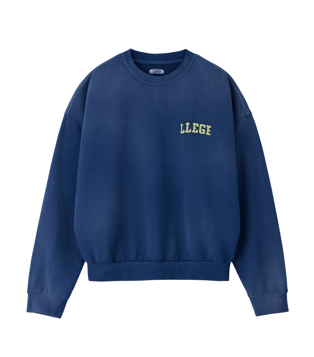 Llege - Garment Dyed Fryed Logo Sweatshirt (Washed Navy) product image 1 | TRAB K-Fashion Australia