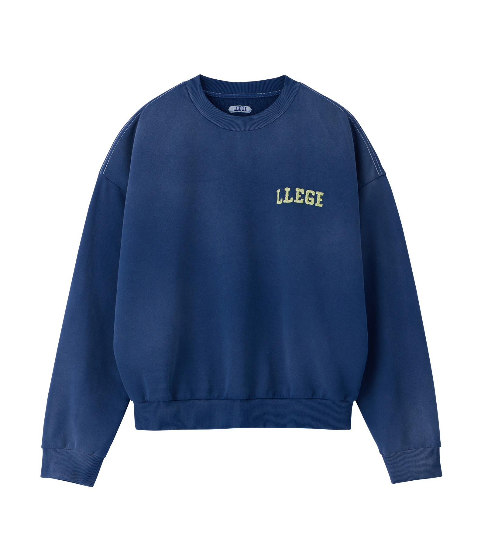 Llege - Garment Dyed Fryed Logo Sweatshirt (Washed Navy) product image 1 | TRAB K-Fashion Australia