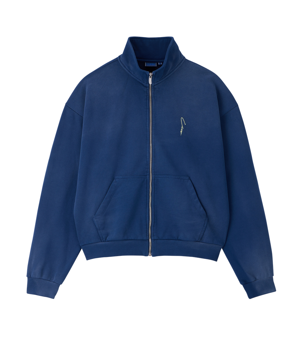 Llege - Garment Dyed Zip-Up Jumper (Washed Navy) product image 1 | TRAB K-Fashion Australia