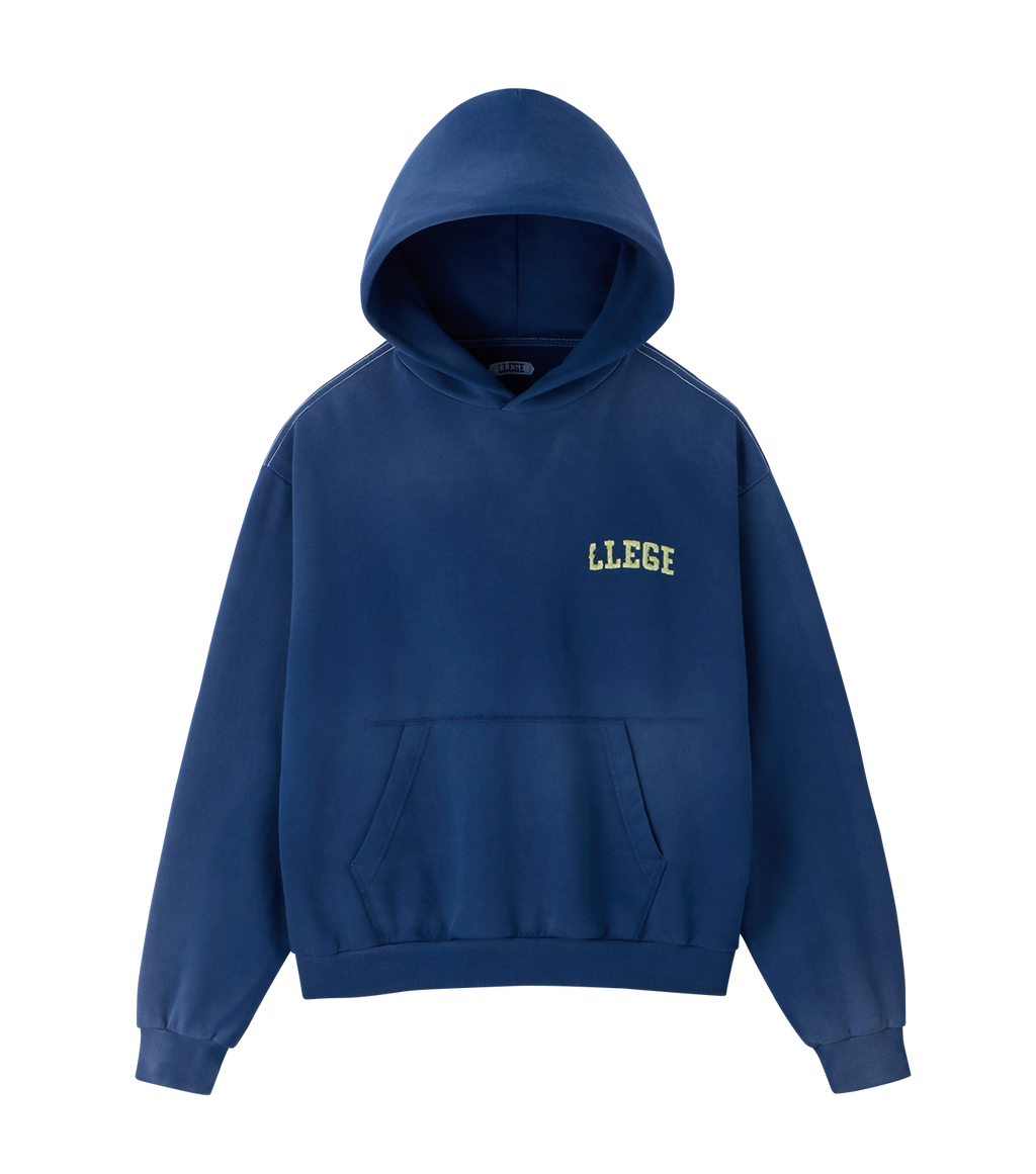 Llege - Garment Dyed Fryed Logo Hoodie (Washed Navy) product image 1 | TRAB K-Fashion Australia