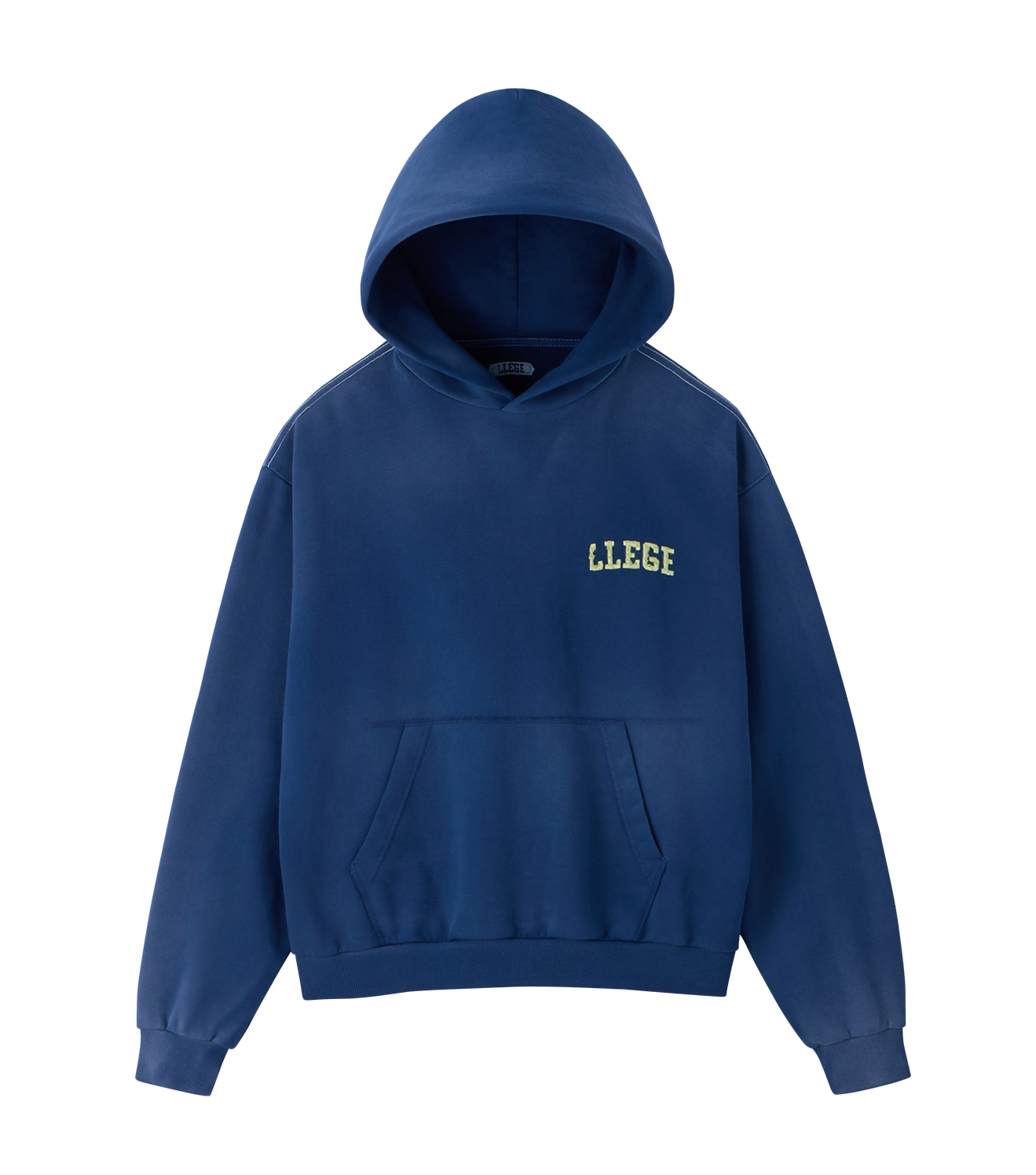 Llege - Garment Dyed Fryed Logo Hoodie (Washed Navy) product image 1 | TRAB K-Fashion Australia