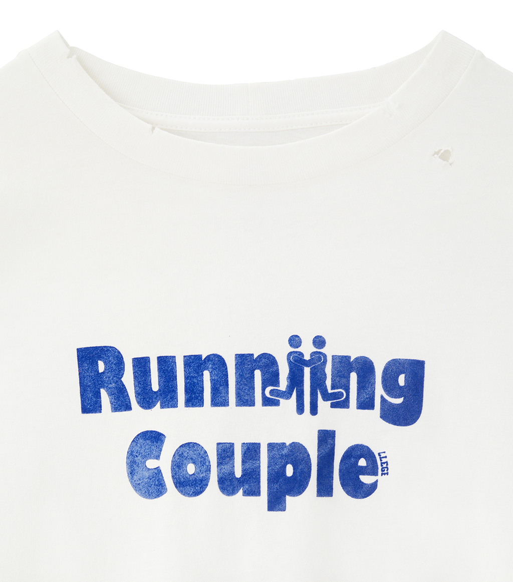 Llege - Vintage Effect Running Couple T-Shirt (White) product image 3 | TRAB K-Fashion Australia