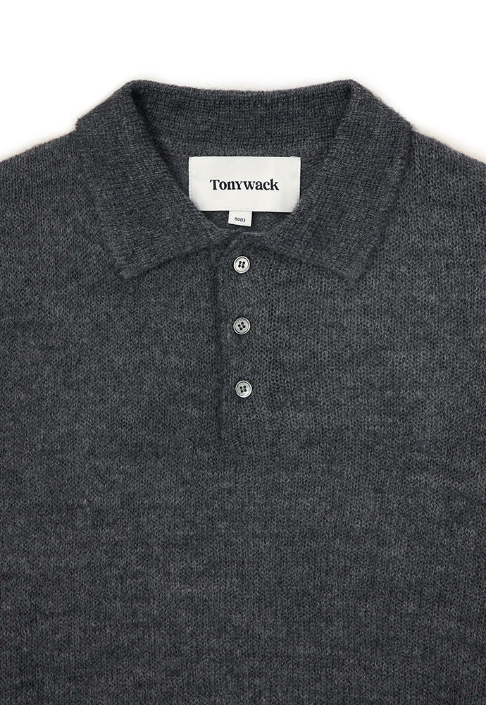 Tonywack - Italian Fabric Brushed Mohair Polo Knit (Charcoal) product image 7 | TRAB K-Fashion Australia