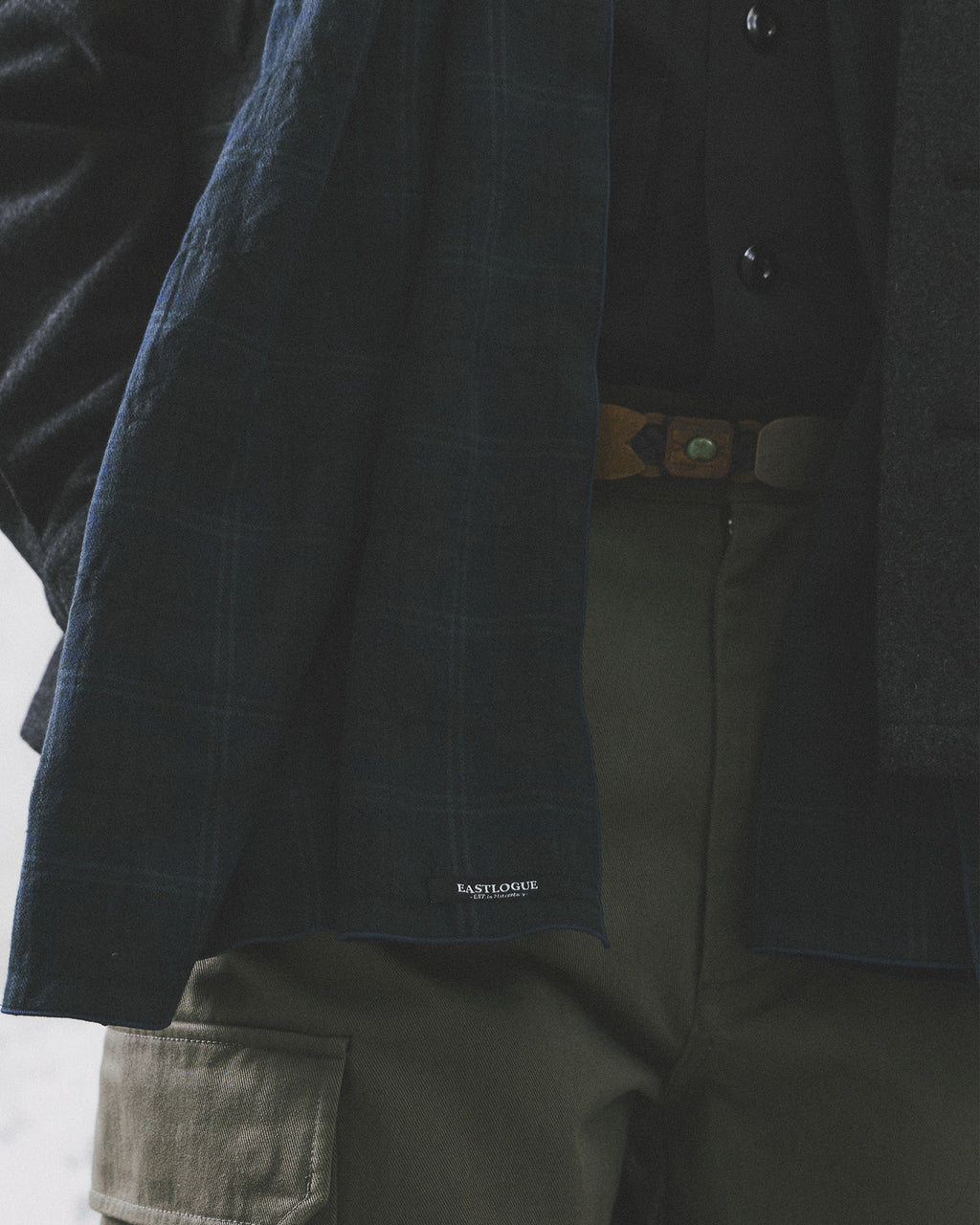 Eastlogue - Pattern Scarf (D.navy & Blue Check) product image 3 | TRAB K-Fashion Australia
