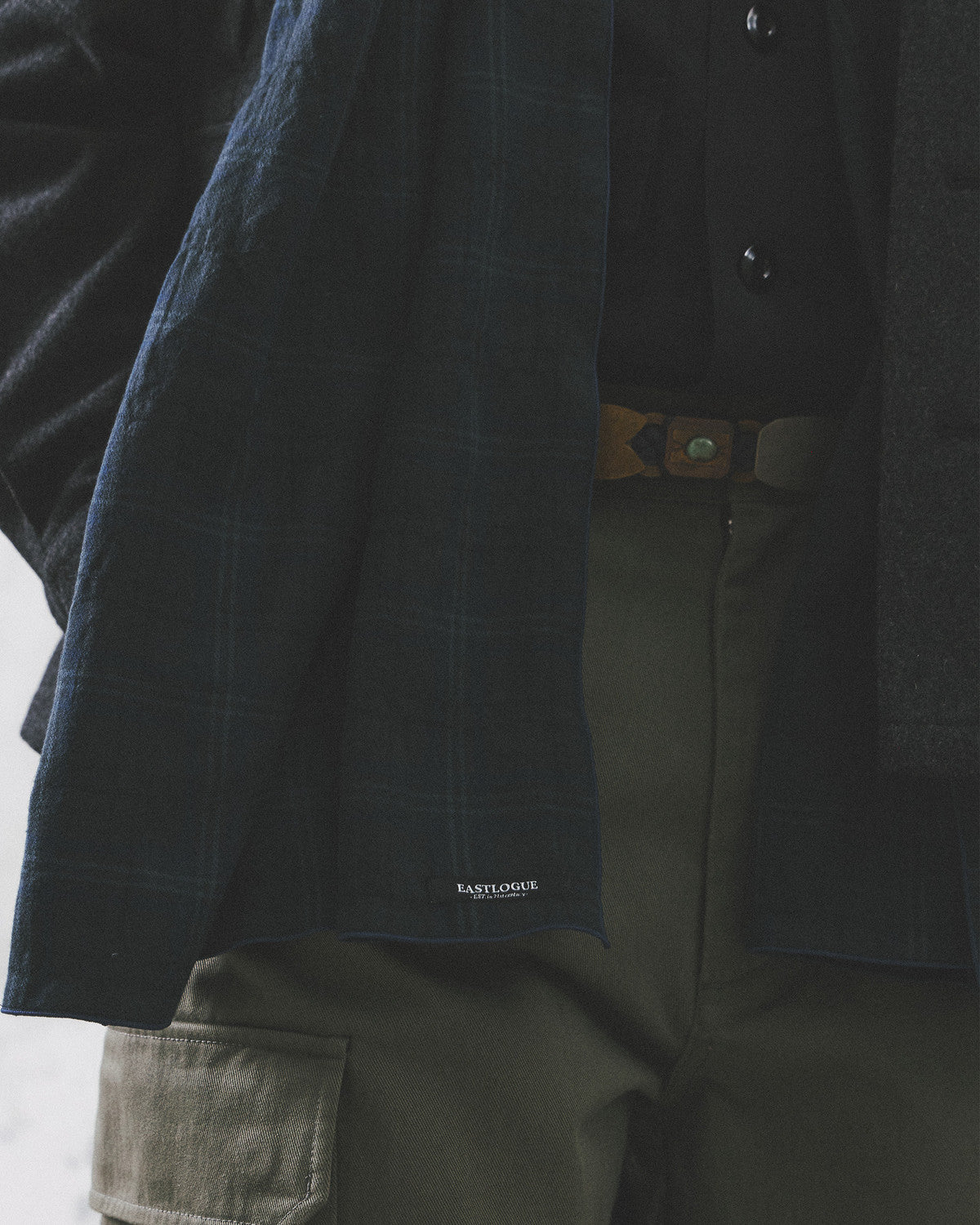 Eastlogue - Pattern Scarf (D.navy & Blue Check) product image 3 | TRAB K-Fashion Australia