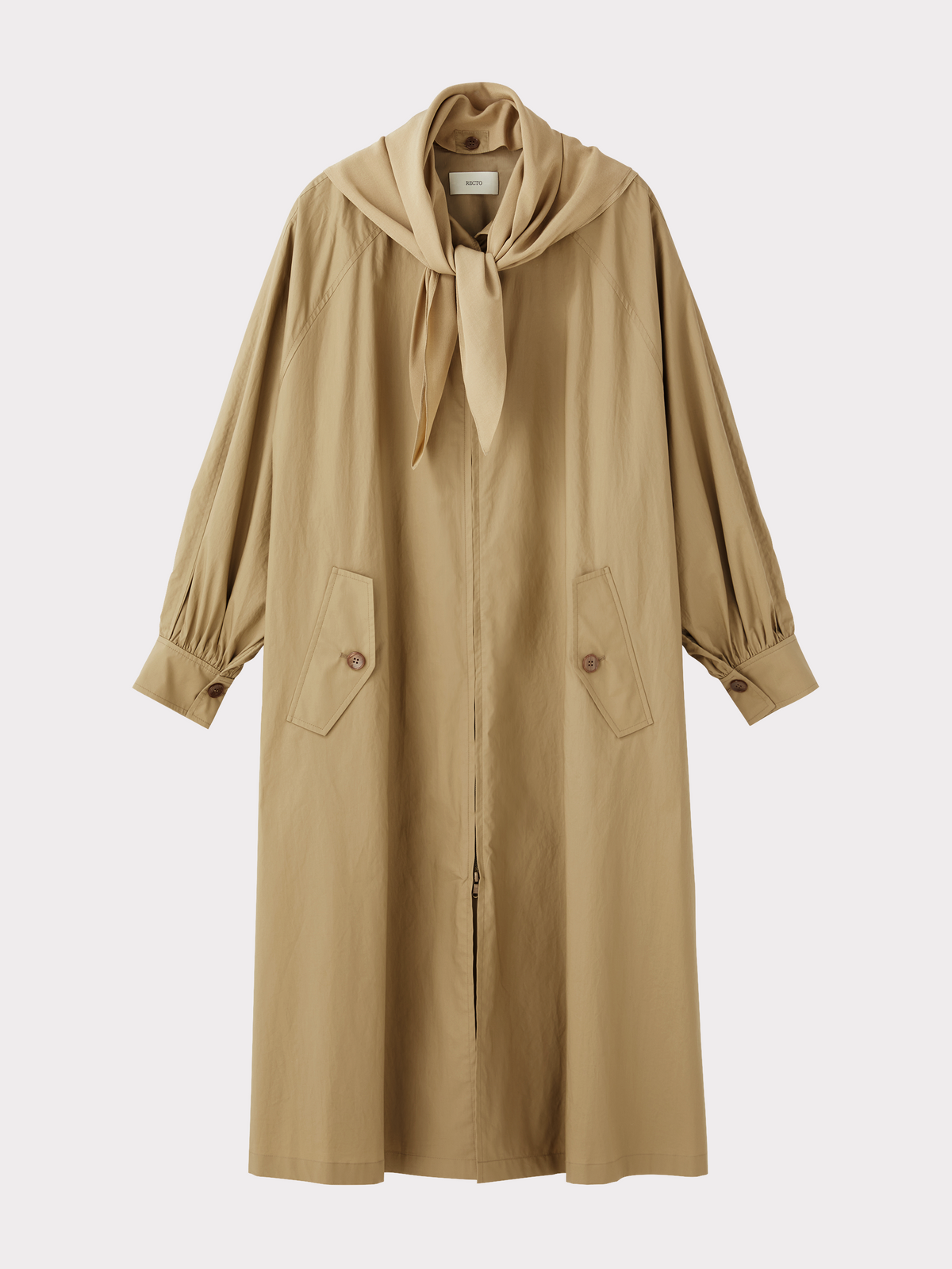 Recto - Detachable Scarf Trench Coat (Khaki Beige) product image 4 | TRAB K-Fashion Australia