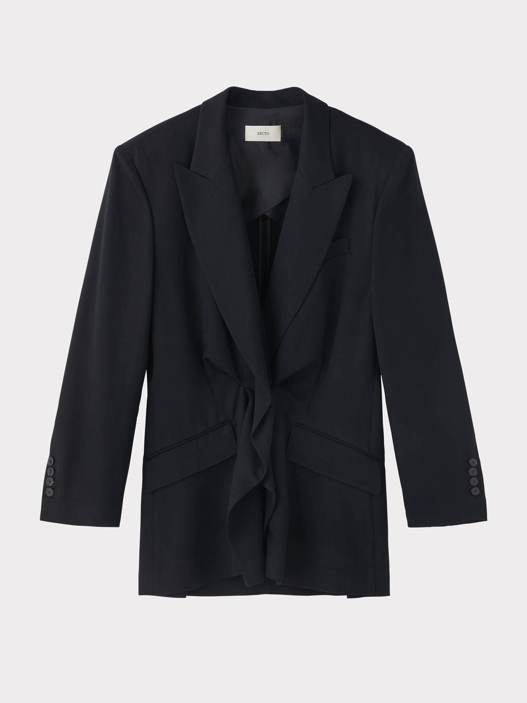 Recto - Draped Detail Tailored Jacket (Black) product image 3 | TRAB K-Fashion Australia